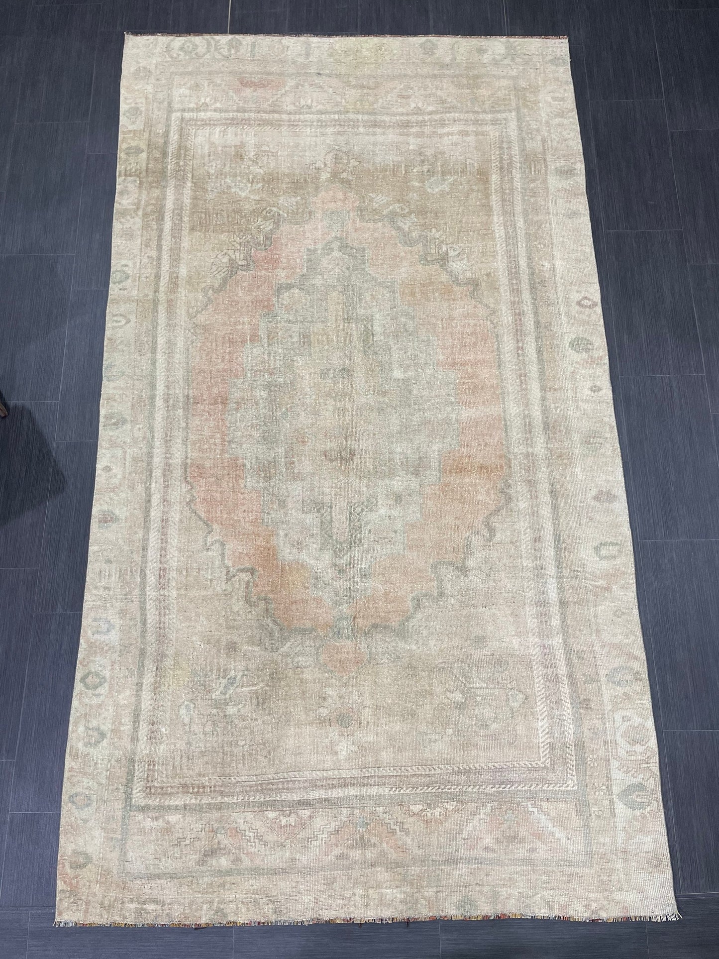MUTED Vintage RUG 5x9 TURKISH Oushak Rug Vintage Hand Knotted Rug Antique Persian Hand Made Rugs Turkish Rug Handmade Wool Rug