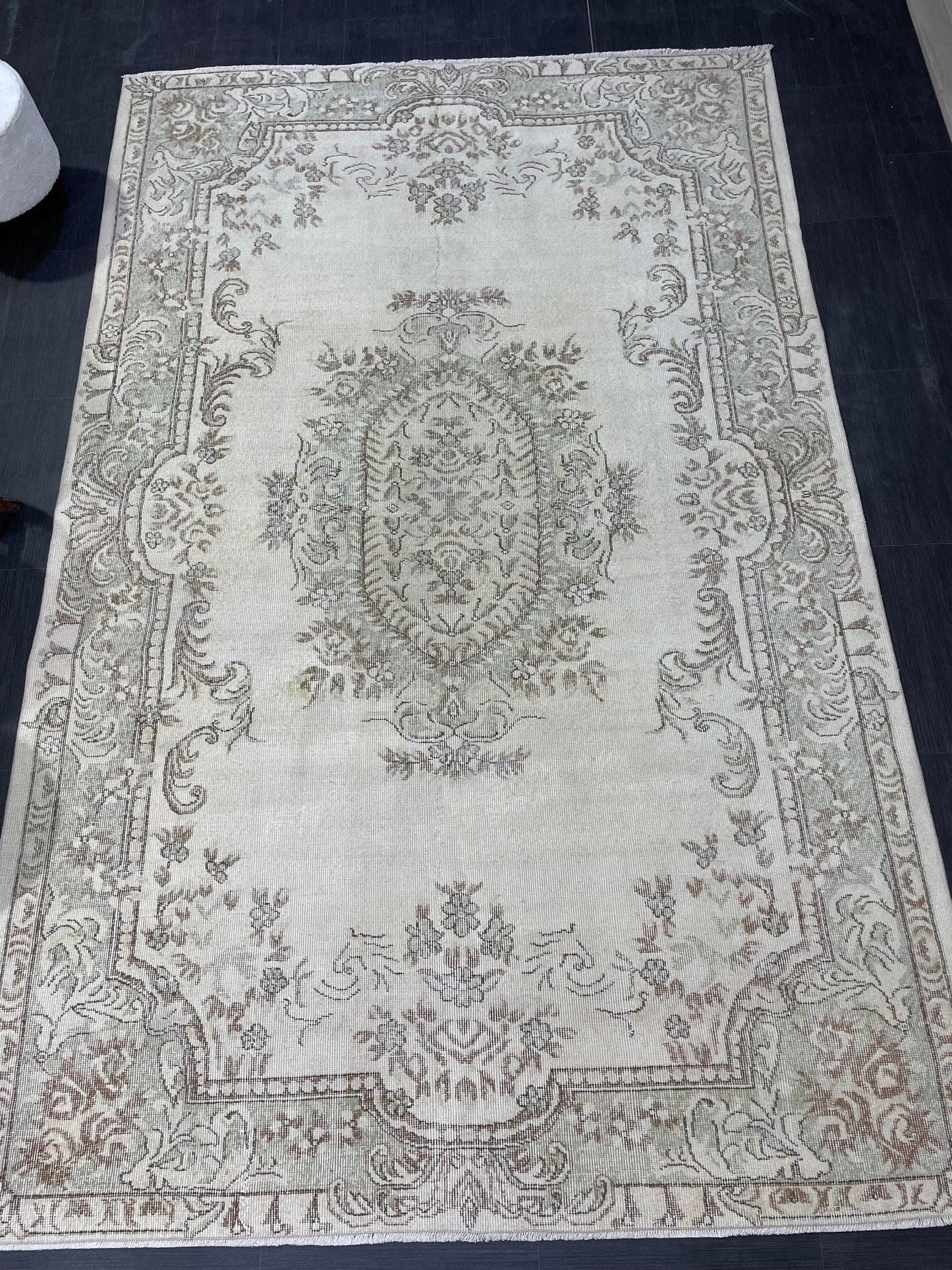 Large Area OUSHAK RUG, TURKISH 6.4 x 10 Rug, Muted Vintage Rug, Handmade Rug, Antique Hand Knotted Rug, Persian Rug, Muted Oriental rug