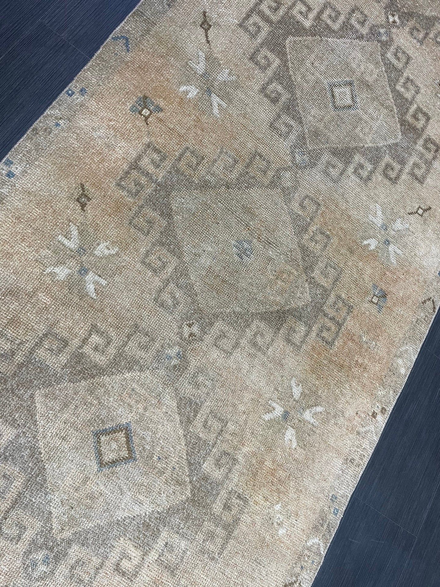 Muted Oushak Runner Rug, Muted Vintage 4.2 x 10.9 Runner Rug, Hallway Runner Rug, Kitchen Runner Rug Wool Runner Rug, Handmade Runner Rug