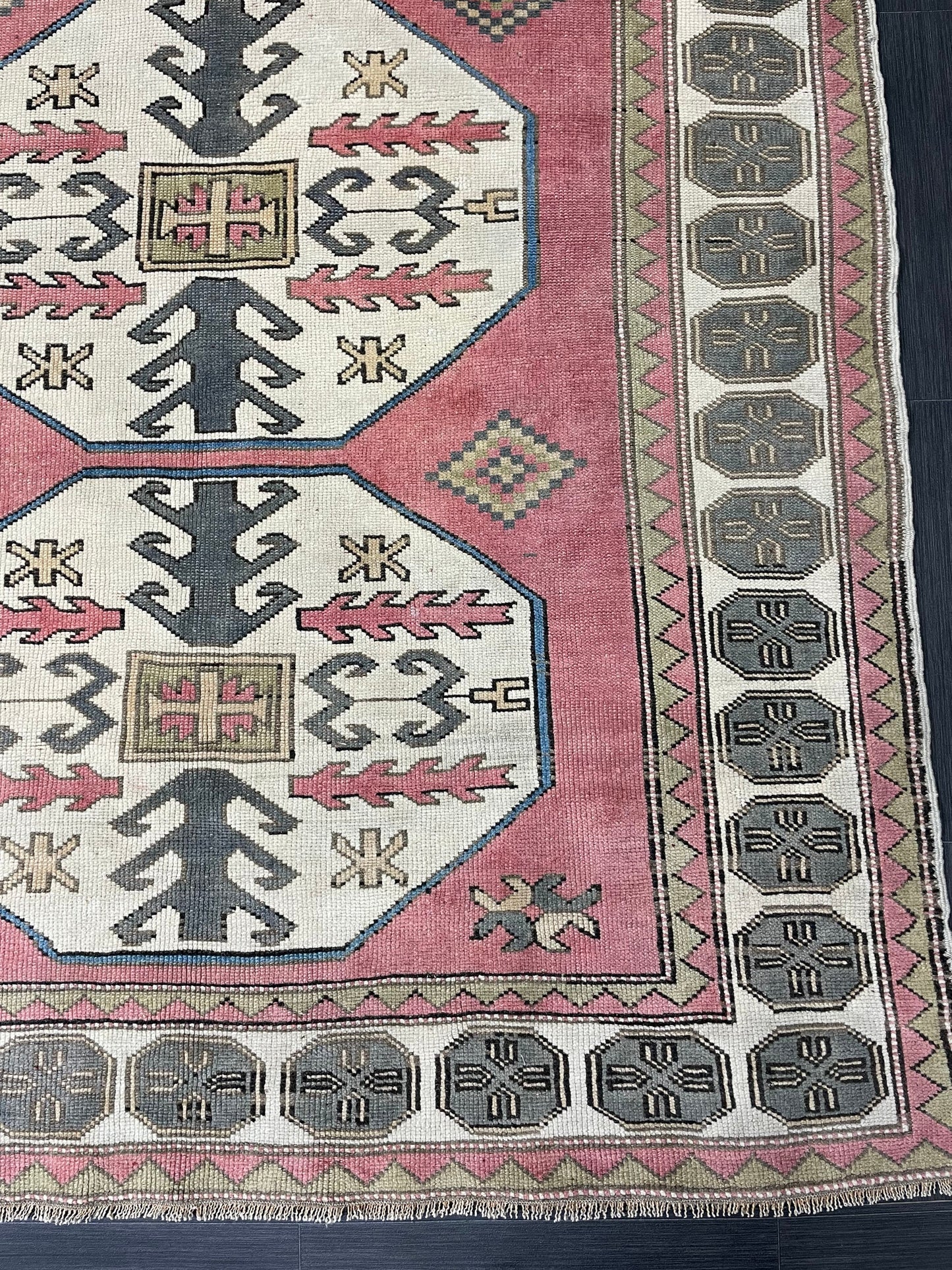 Turkish Rug 5.4 x 7.4 Oushak Rugs, Wool Oriental Rug,Persian Runner Rug Hand Knotted Rug, Vintage Rug, Hand Made Rug Oriental Rug
