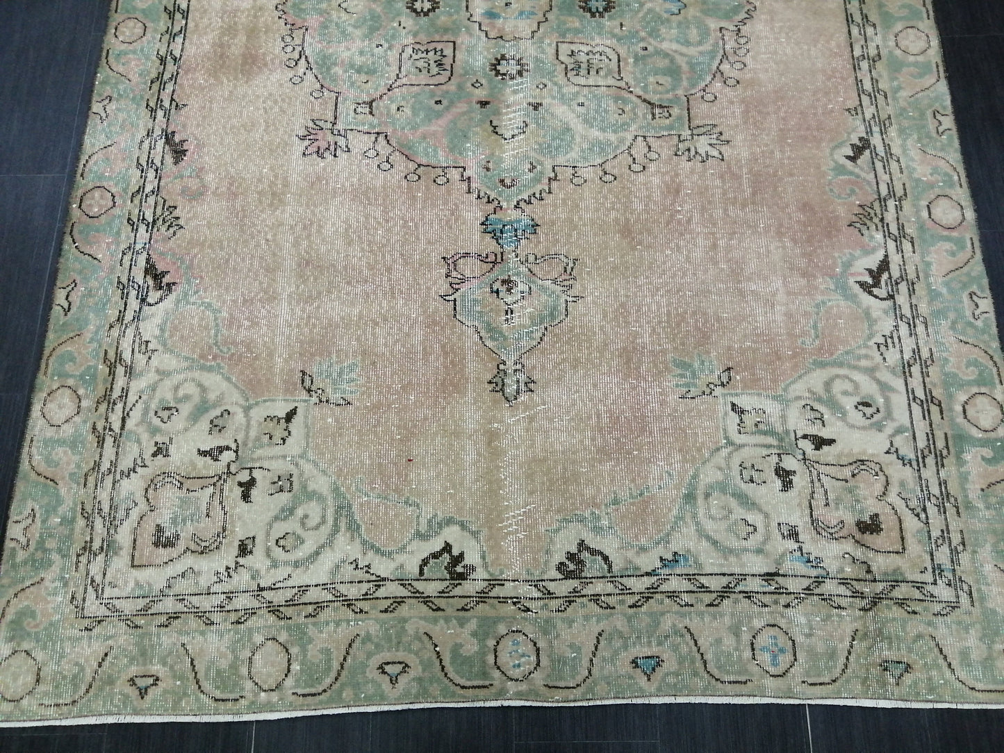 6.4 x 10 Large Area OUSHAK RUG TURKISH Oushak Rug Vintage Oushak Muted Rug Vintage Rugs Oushak Rug Hand Made Rugs Vintage Turkish Rug