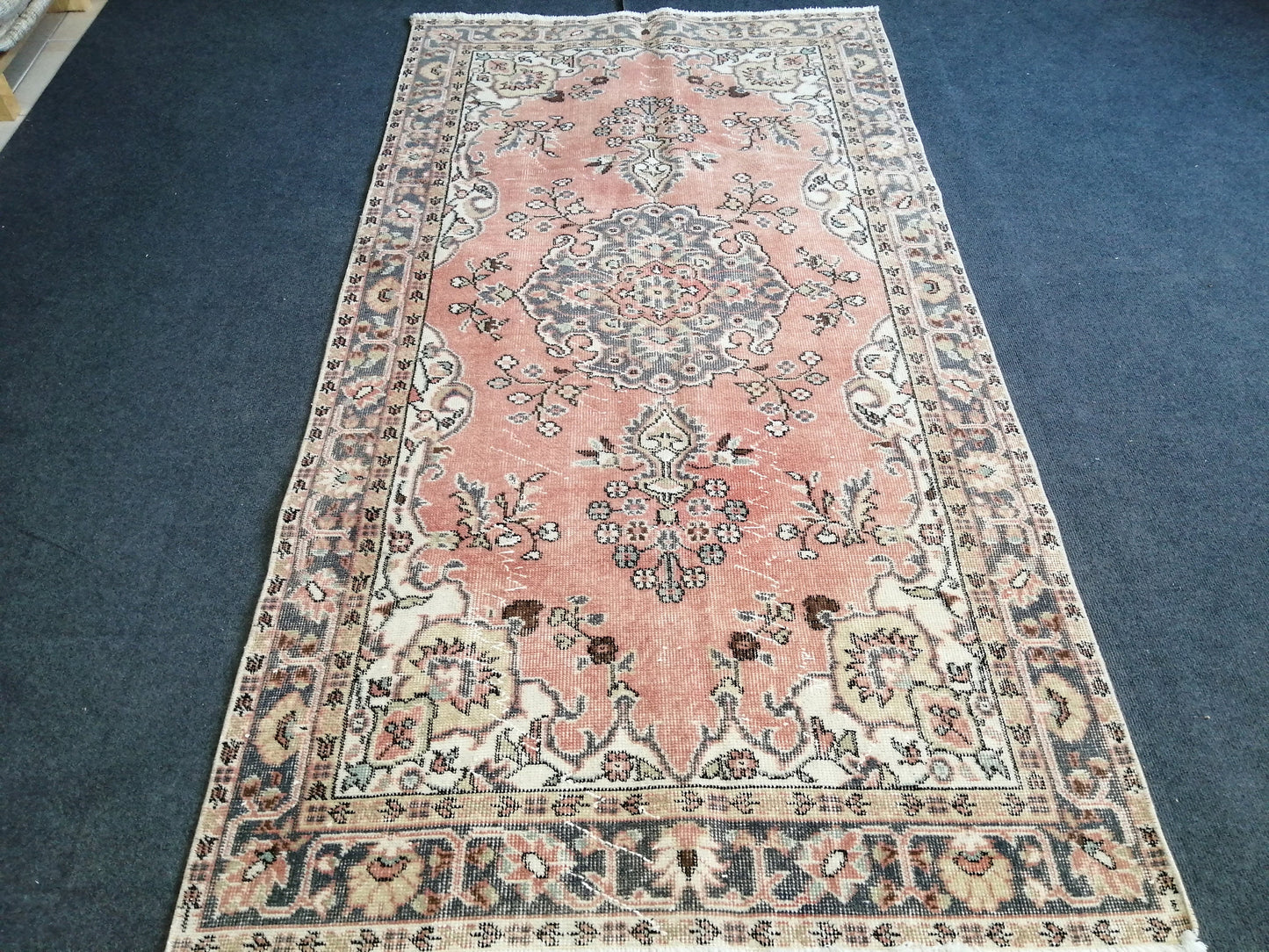 7 X 3.8 Turkish Rug Hand Made Rug Vintage Rug, Hand Made Oushak Rug, WOOL RUG