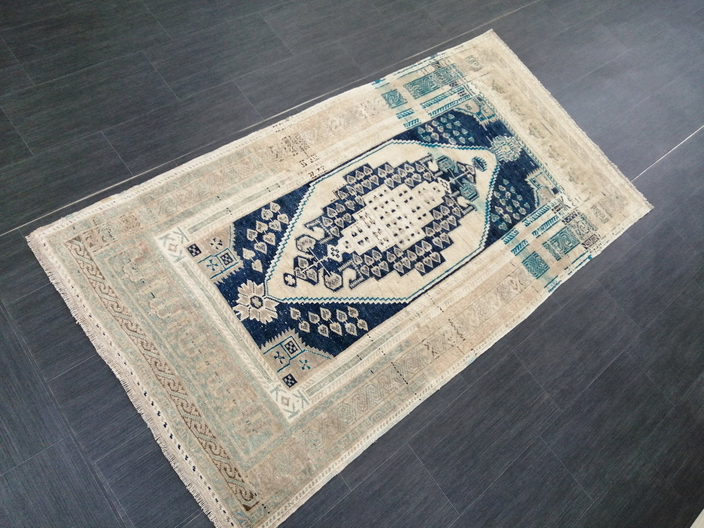 3.5 x 6.8 OUSHAK RUG, TURKISH Antique Rug, Vintage Rug, Antique Rug Wool Handknotted Rug, Hand Made Rugs Vintage Turkish Rug
