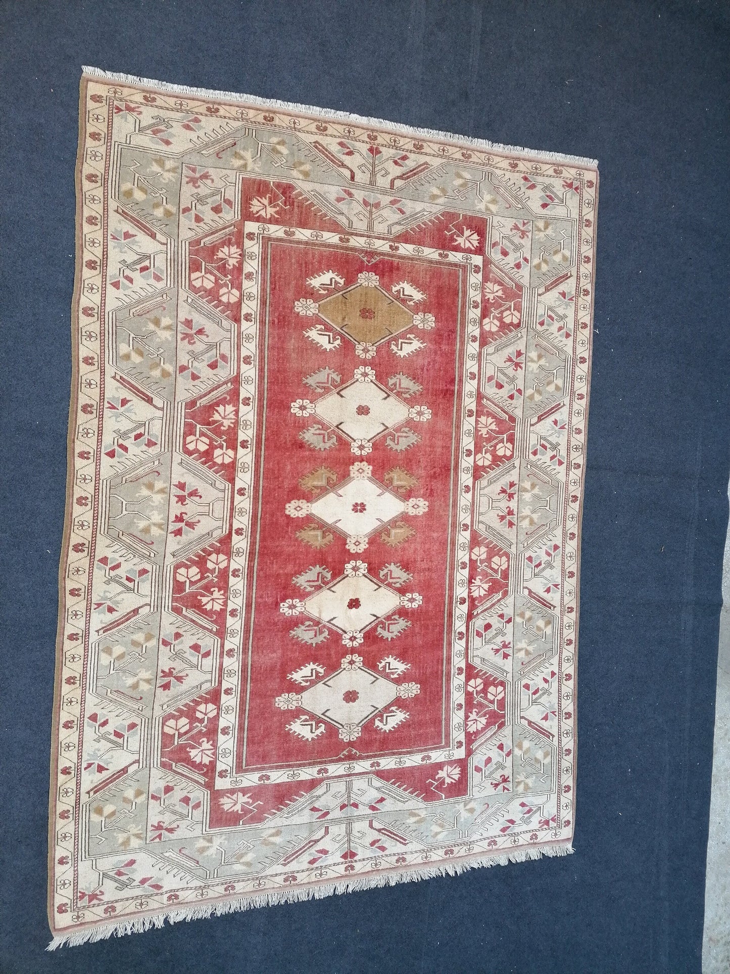 9'5x7'11 oushak turkish rug, vintage turkish rug,oushak vintage rug,vintage rug,kitchen rug,vintage anatolian rug,unique hand made bohemian