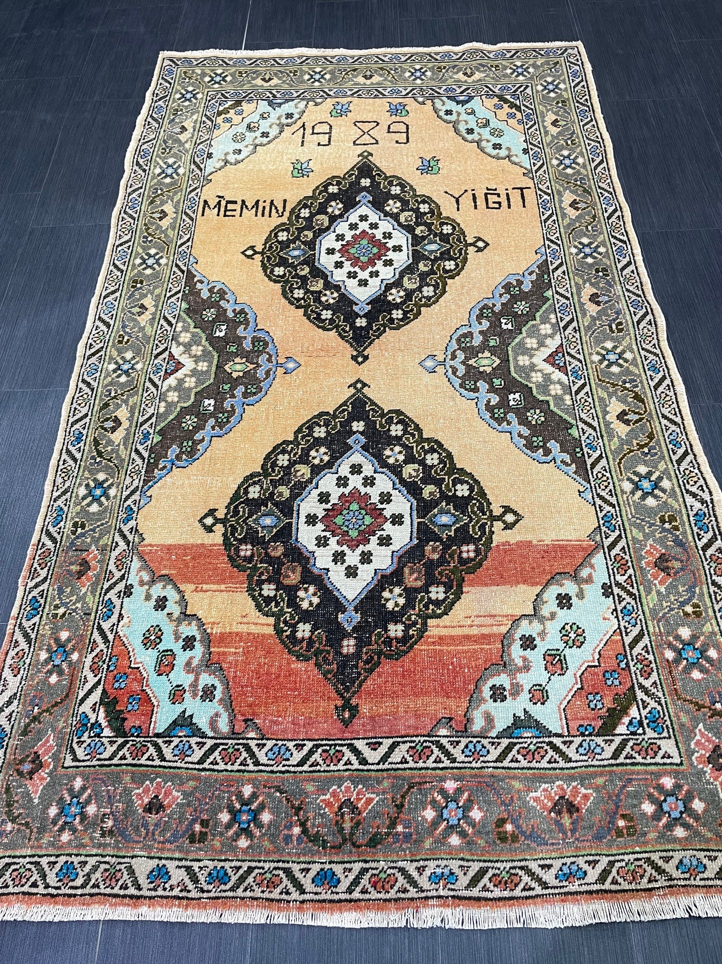 Vintage Oushak Rug 4x7 Rug Muted Vintage Turkish Rug Wool Oriental Rug Hand Made Rugs Vintage Kitchen Rug Muted Persian Wool Rug