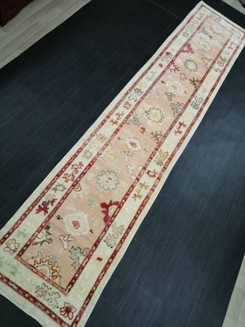 Vintage Turkish Oushak Runner Rug 2.9 x 14 Turkish Runner Rug XL Vintage Muted Runner Rug Extra Long Runner Rug Plush Soft Wool Runner
