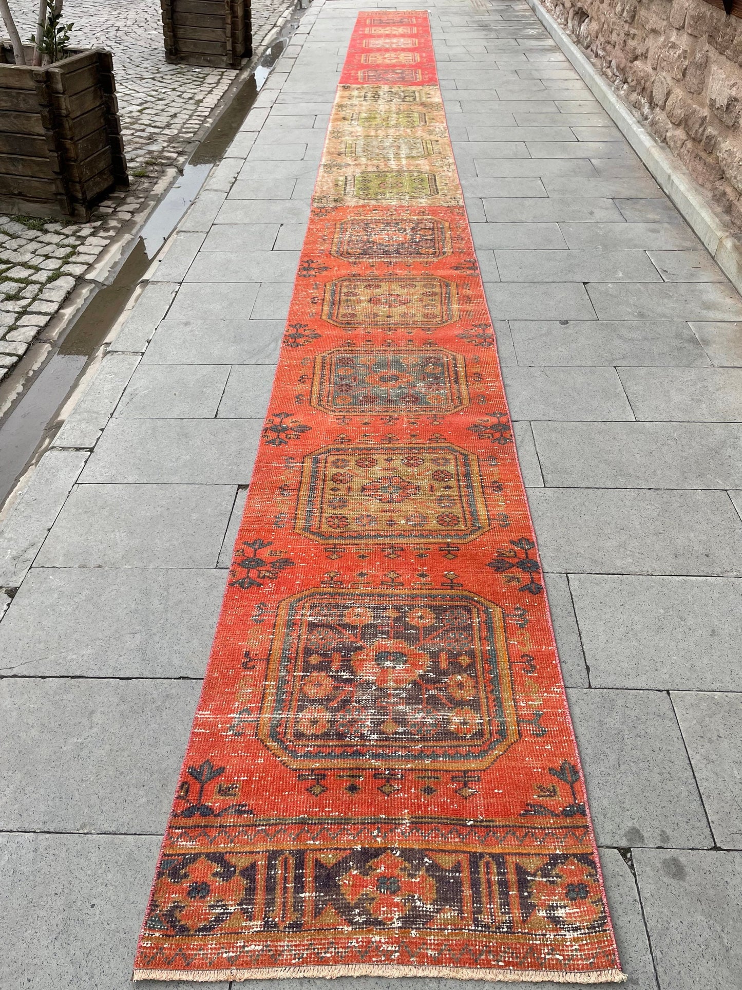 Vintage Staircase Runner Rug 2.3 x 28.4 ft Extra Long TURKISH Runner Rug Vintage Runner Rug Runner Rug Runner Hand Knotted Runner