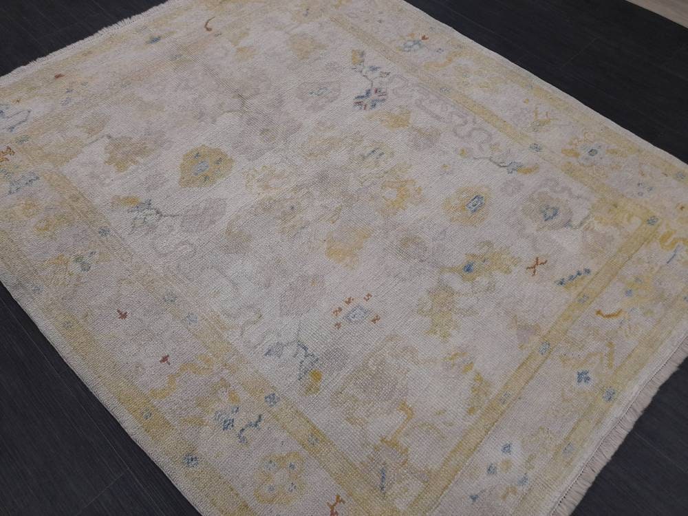 Vintage Oriental RUG Persian Rug Muted Vintage 5 x 6 Rug Vintage Fine Rug Neutral Oushak Rug Hand Made Rugs Vintage Turkish Rug 5x6.2