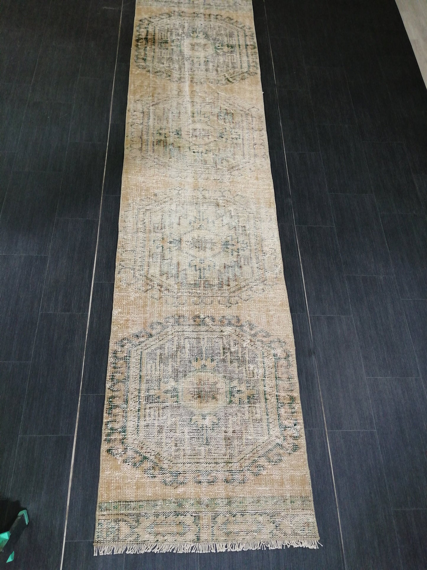 10.8 x 2.6 Muted Oushak Runner Rug Turkish Runner Rug Vintage Runner Rug Hallway Runner Rug Kitchen Runner Rug Wool Runner Rug