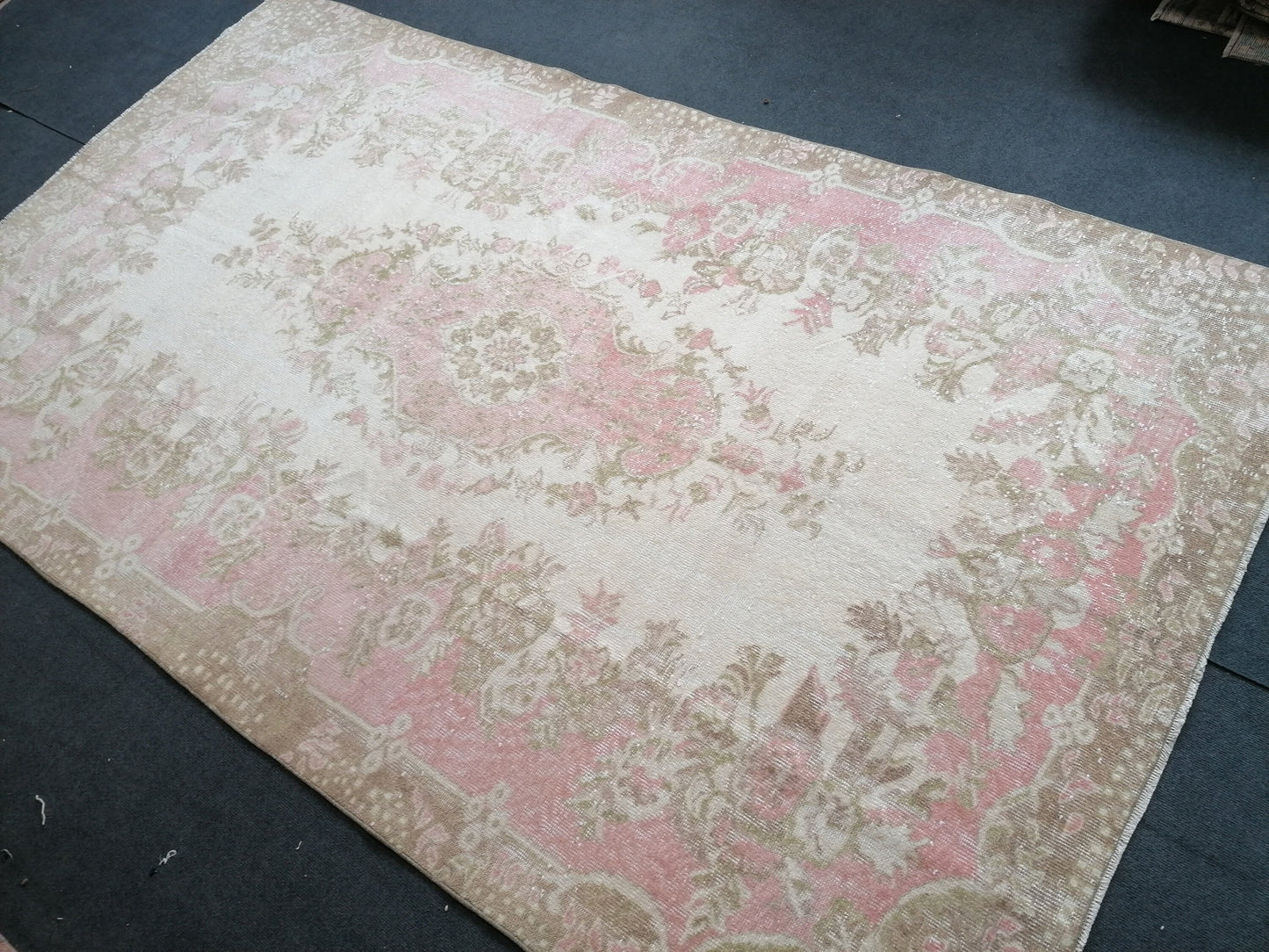 Large turkısh vıntage rug 9'4x5'6 vıntage oushak rug, anatolıa wool rug, kıtchen hand mede rug