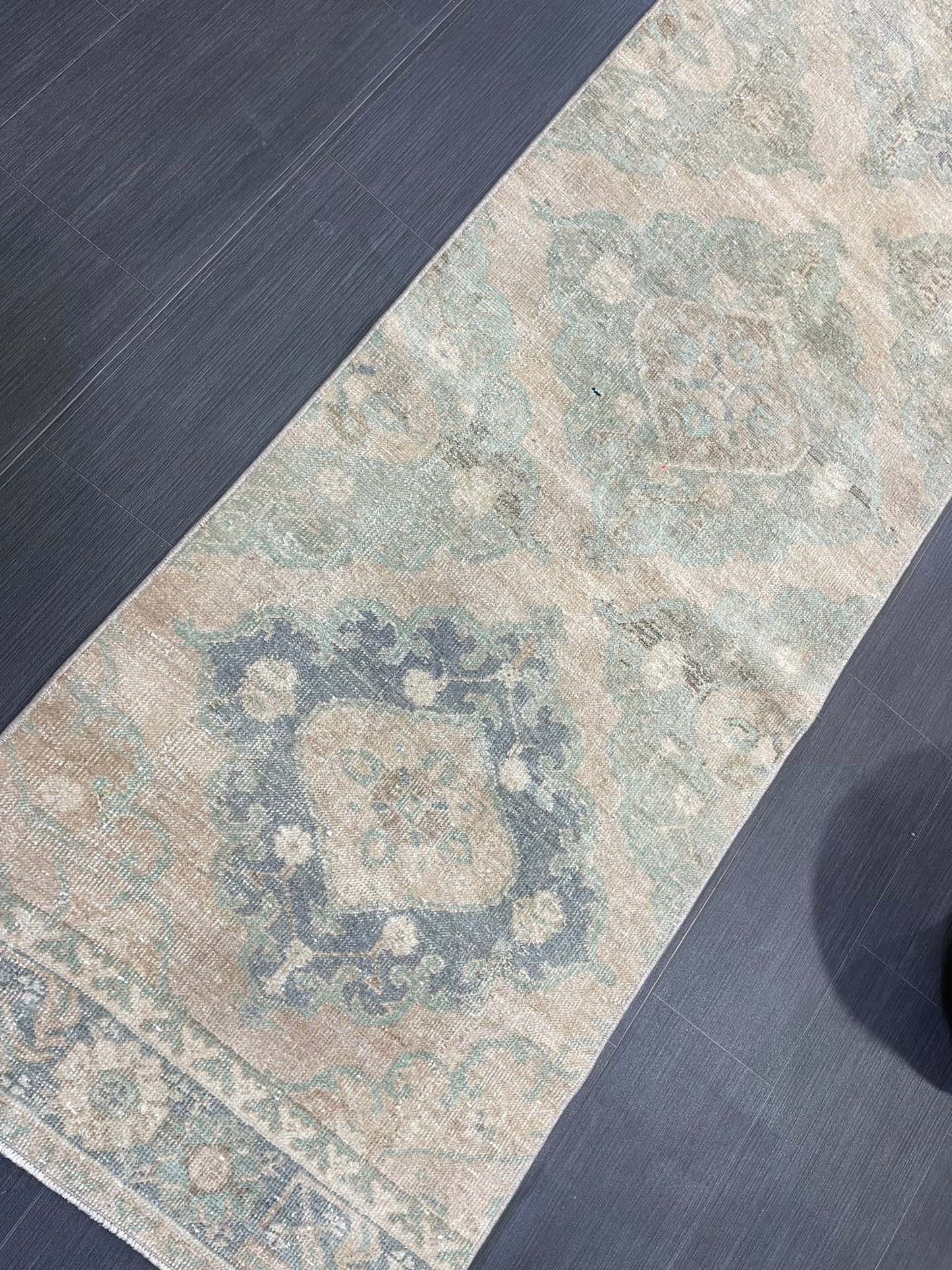 Muted Vintage Runner Rug, Handmade 2.6 x 12.8 Runner Rug, Turkish Runner Rug, Hallway Runner Rug, Persian Kitchen Runner Hand Knotted Runner