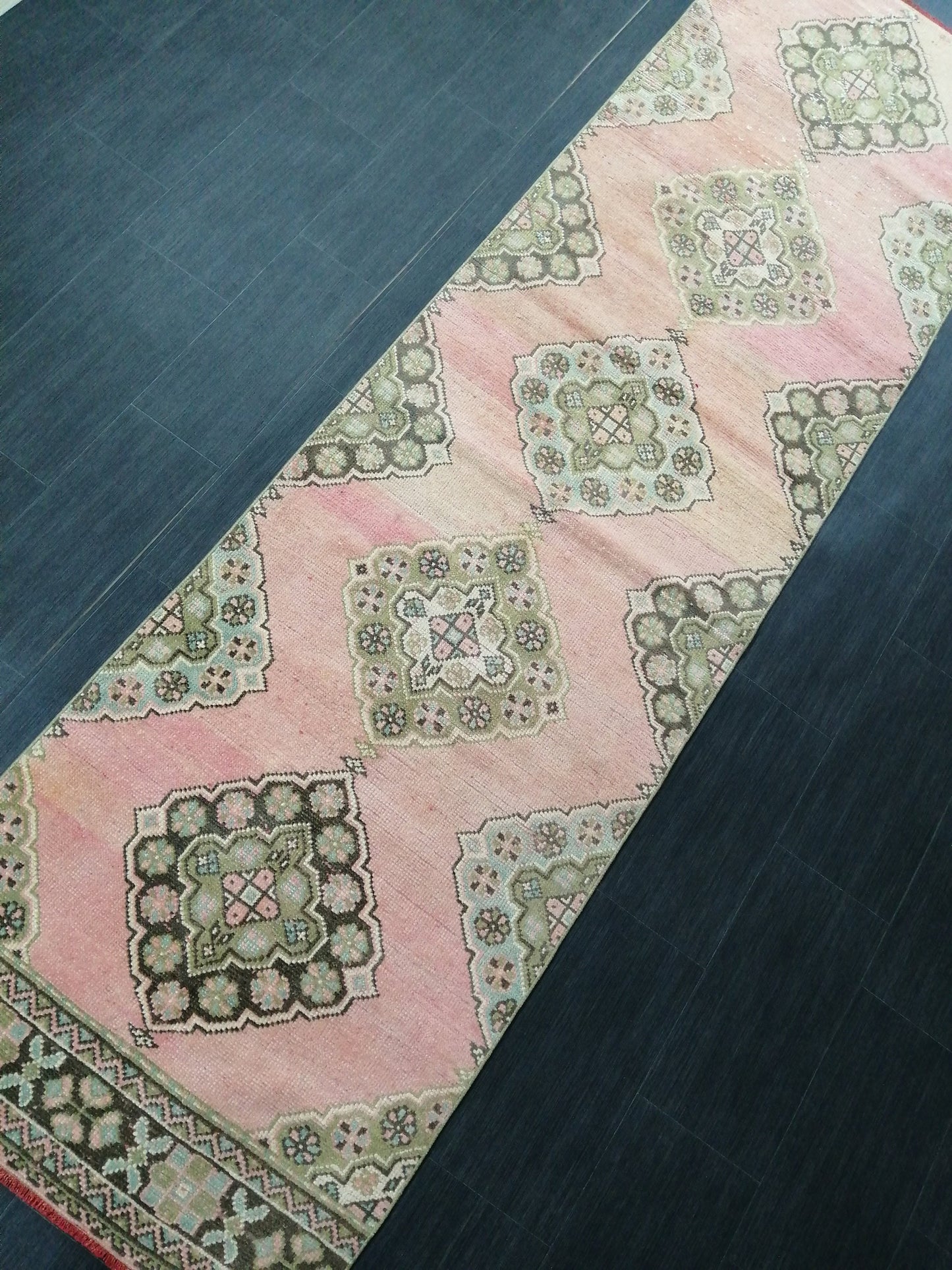 Vintage Oushak 10.2 x 2.9 Runner Rug Turkish Runner Rug Vintage Runner Rug Hallway Runner Rug Kitchen Runner Rug Wool Runner