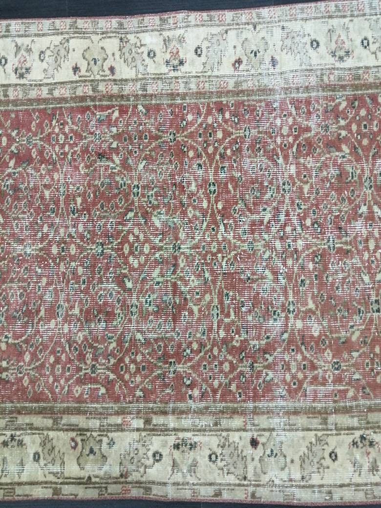 Knotted Rugs, 6.7 x 3.7 Hand Made Rug, WOOL Oushak Rug, Rustic Rug, BohO Rug, Rug Runner, Turkish Rug, Farmhouse Rug, Vintage Rug, Wool rug