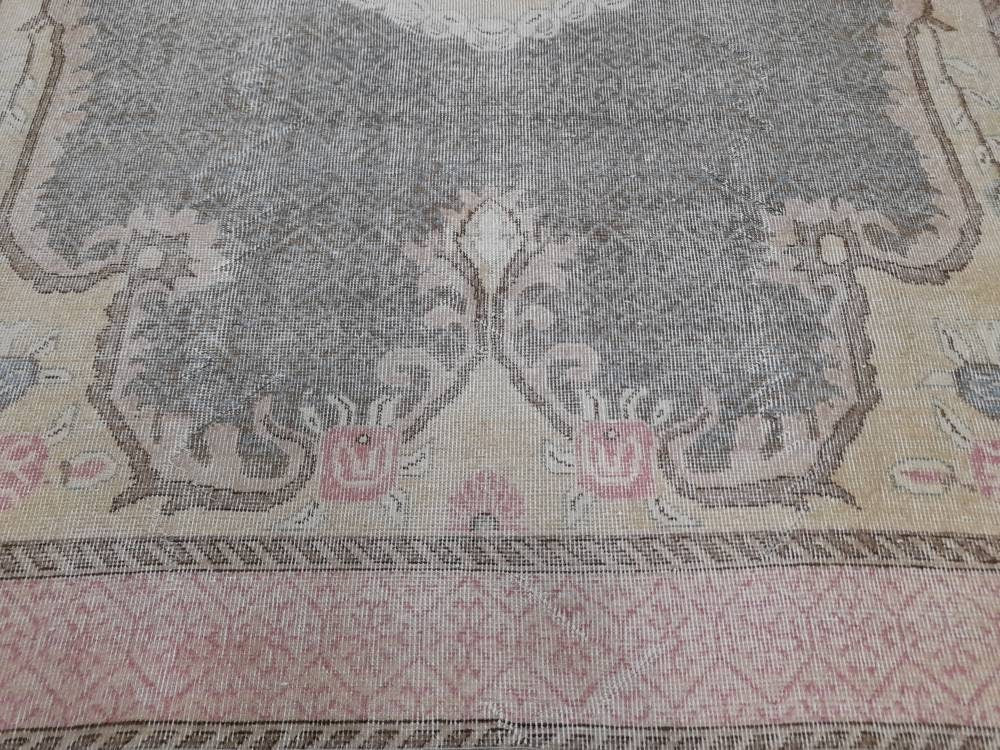 Floral Vintage OUSHAK RUG Antique TURKISH Rug Vintage Distressed Oriental Rug 6.6 x 10.4 Wool Rug Hand Made Vintage Rug 7x10 Turkish Rug