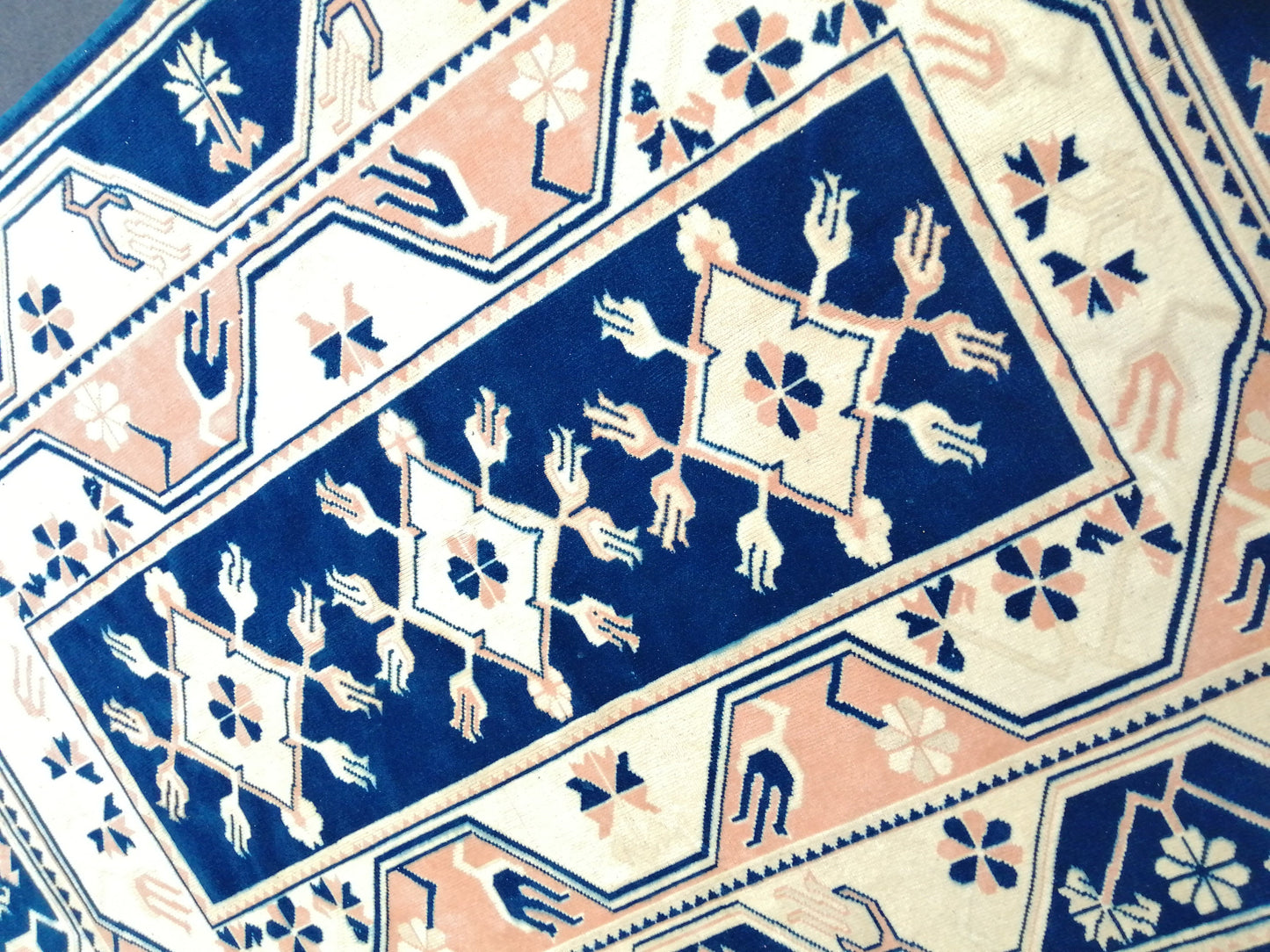 5.3 x 7.8 Vintage Rug, Blue Rug , Oushak Rug, Wool Oushak Rugs, Hand Made Rug, Bohemian Rug, Vintage Turkish Rug, Navy Rug