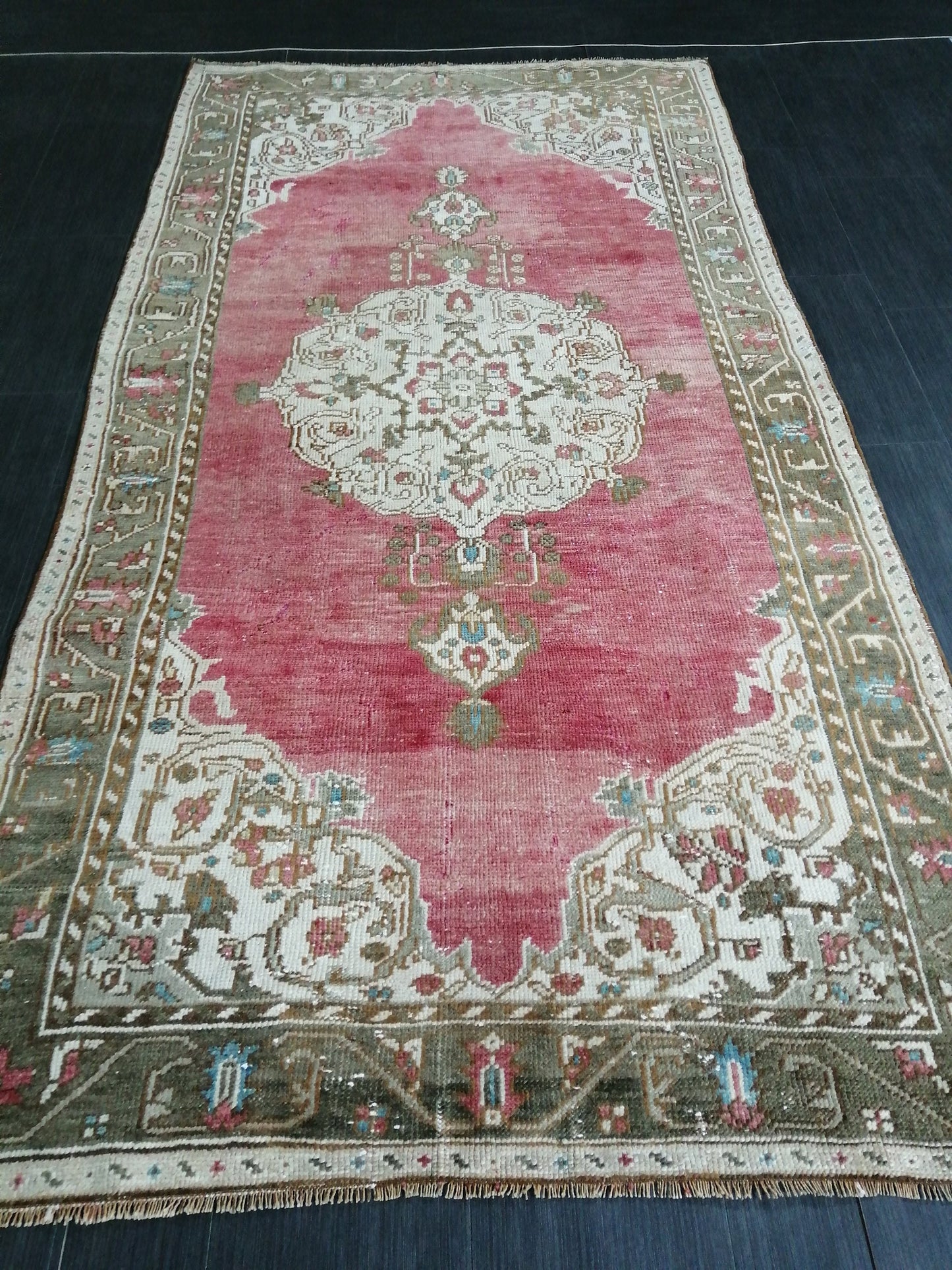 4.3 x 8.5 Vintage Oushak Rug Muted Vintage Rug Wool Oushak Rug Hand Made Rugs Vintage Turkish Rug Living Room Rug