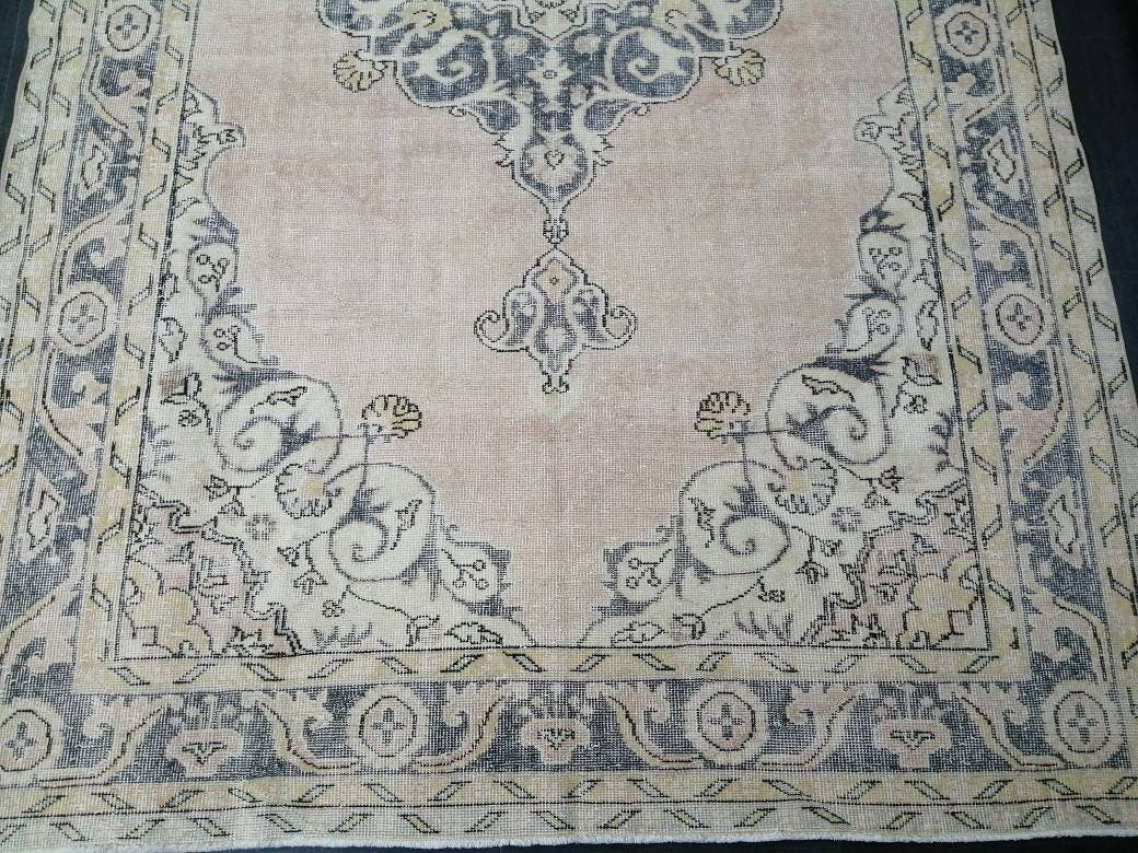 Antique OUSHAK RUG 6.5 x 11.3 Distressed TURKISH Rug Muted Vintage Rug ,Vintage Rug Wool Oushak Rug Hand Made Rugs Vintage Muted Rug
