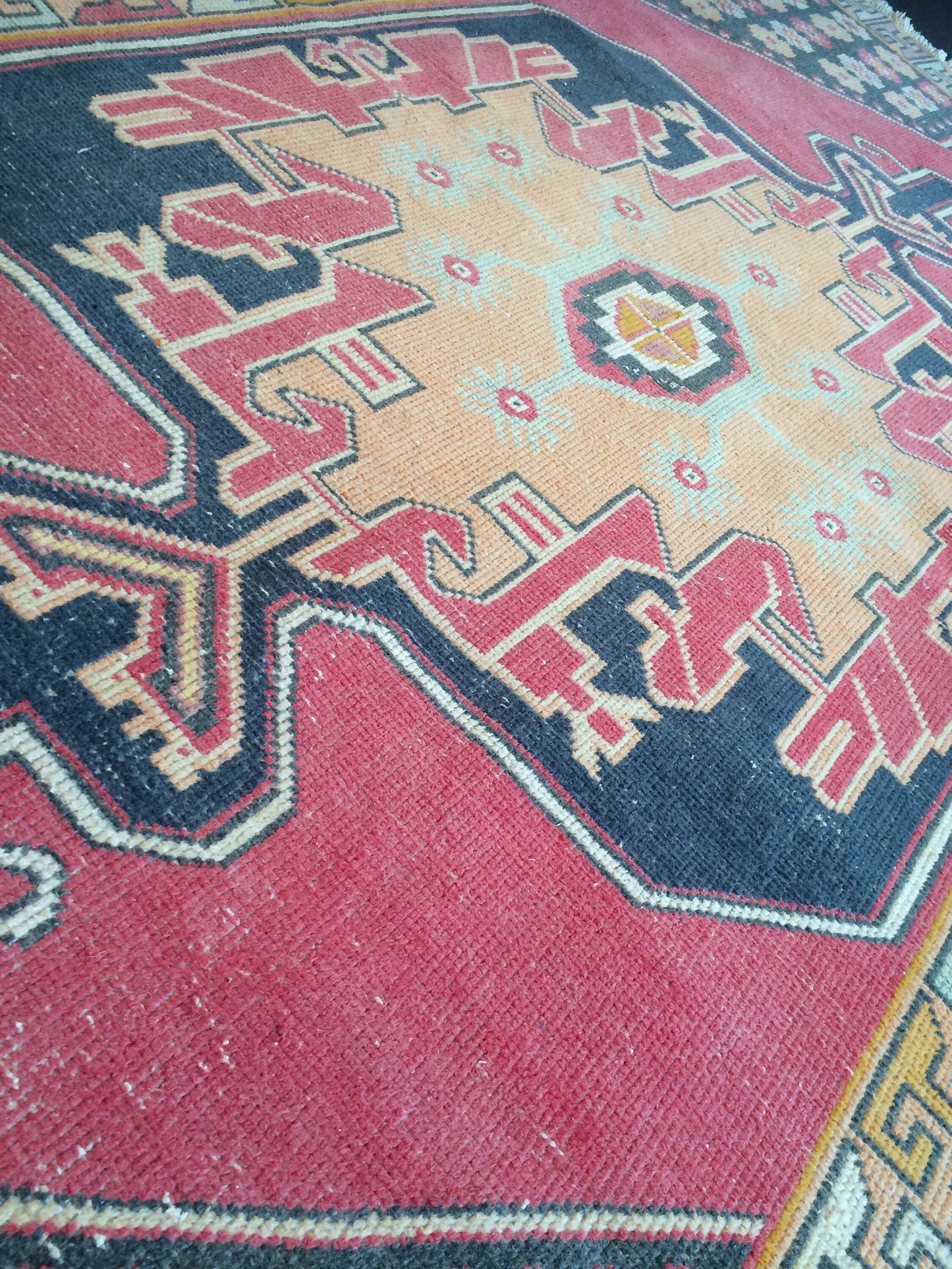 Turkish Rug, 3x8 Vintage Rug,Handmade Oushak Rug, Farmhouse Rug Wool Rug Wool Pile Rug Rustic Rug Bohemian Rug Vintage Turkish Rugs Oriental