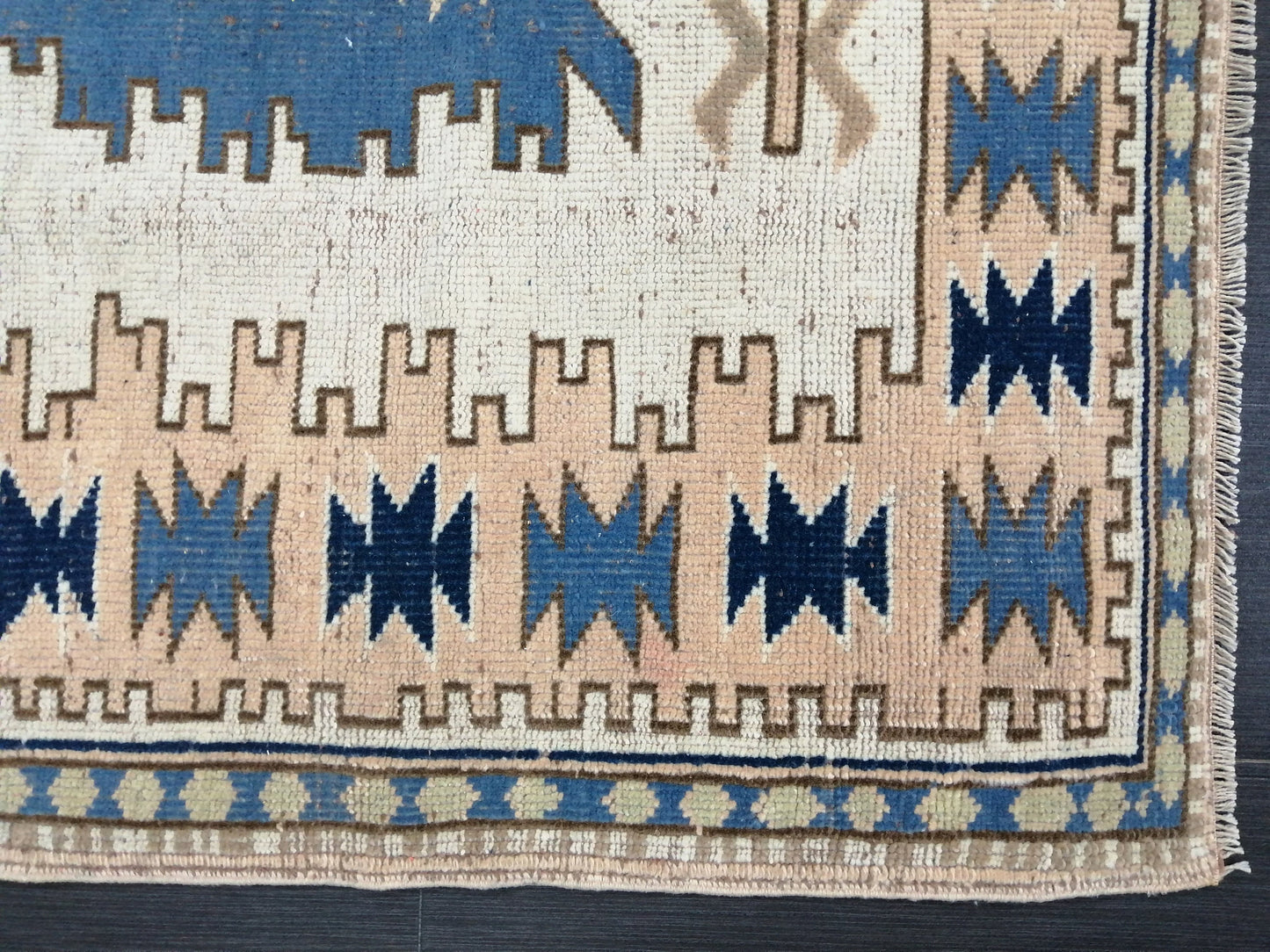 Oushak Runner Rug 6.2 x 4.1 Turkish Runner Rug Vintage Runner Rug Hallway Runner Rug Kitchen Runner Rug Blue Wool Rug Wool Oushak Rug