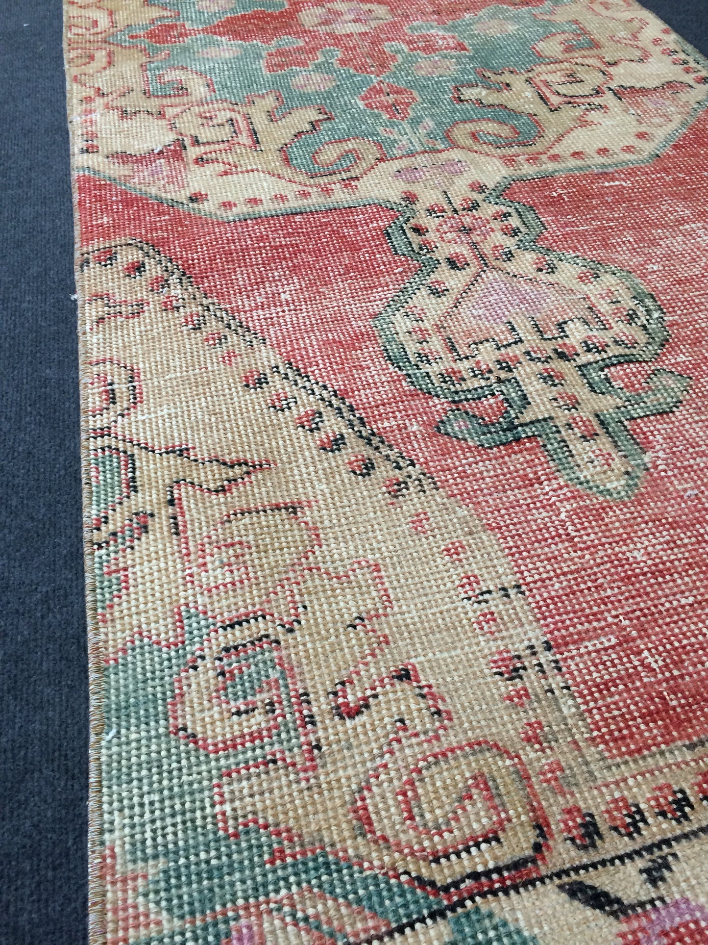7.2 x 2.6 Turkish Runner Rug, Oushak Rug, Oushak Rugs, Oushak Runner Rugs, Runner Rug, Vintage Runner Rug, Hand Made Rug