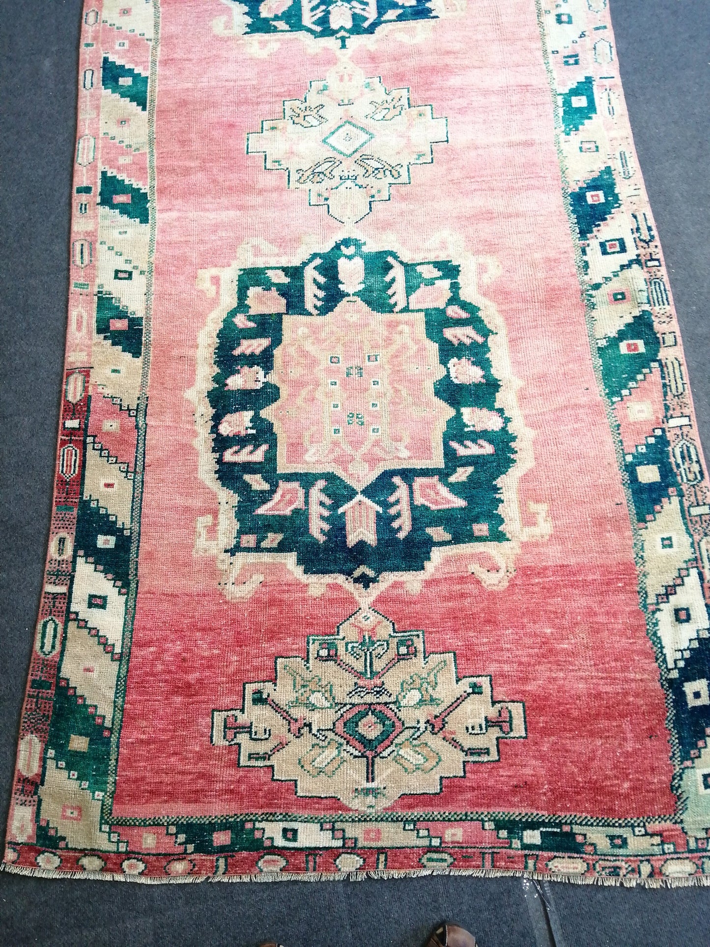 Handmade Runner RUG TURKISH 4.4 x 10.9 Rug Vintage Oushak Runner Rug Vintage Runner Rug Wool Oriental Rug Vintage Turkish Rug