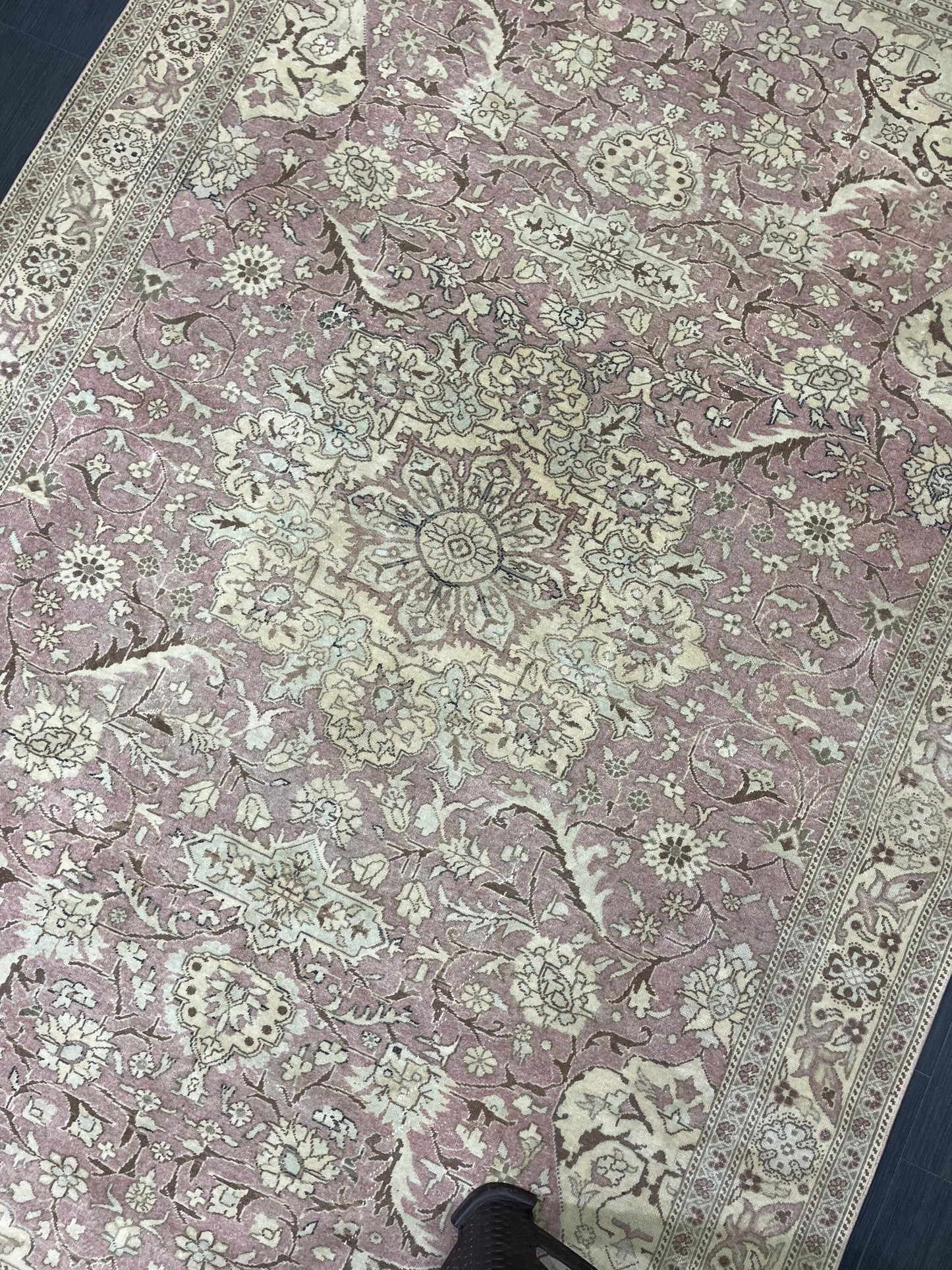 Persian RUG 6.3 x 9.6 Fine Hand Knotted Rug Turkish Vintage Oriental Rug Navy Vintage Rug Fine Wool Antique Rug Muted Living room Rug