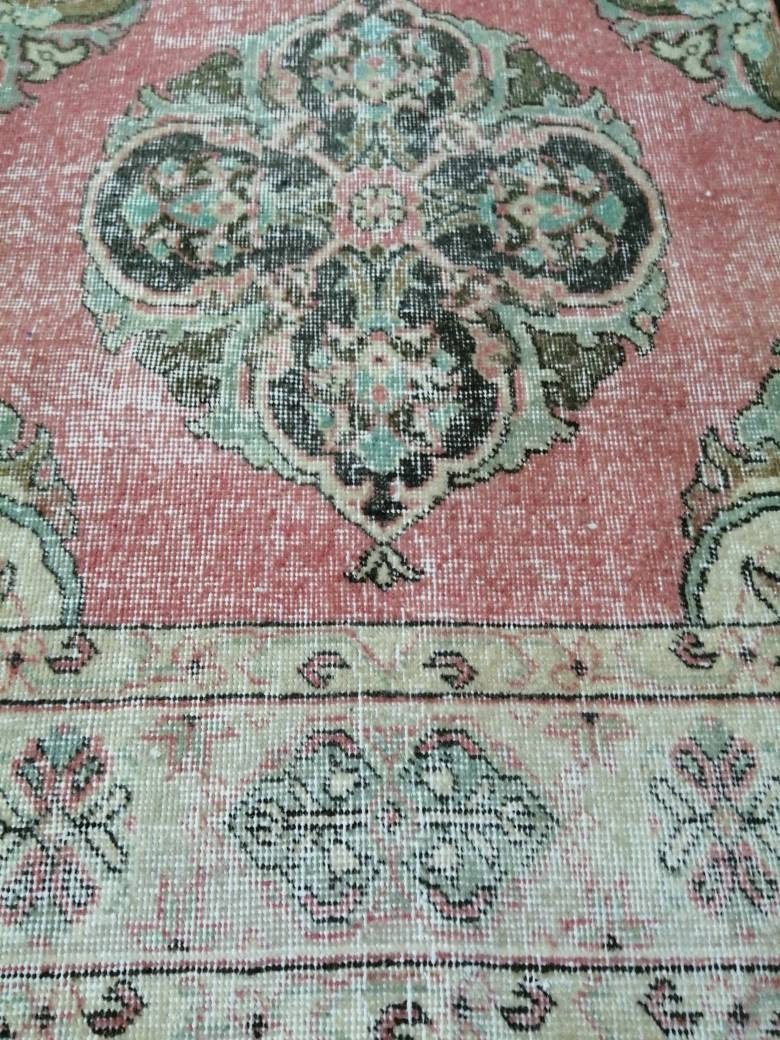 Muted Vintage Runner Rug 2.6 x 12.7 Hallway Runner Rug Kitchen Runner Rug Wool Runner Rug Oushak Runner Rug Turkish Floral Runner Rug