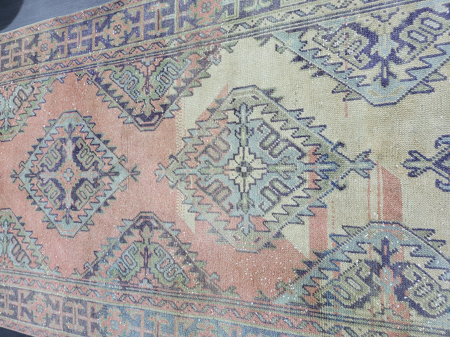Hand Knotted Runner Rug, Turkish 4.4 x 11.10 Runner Rug, Vintage Runner Rug, Hallway Runner Rug, Persian Runner Rug Wool Runner Rug