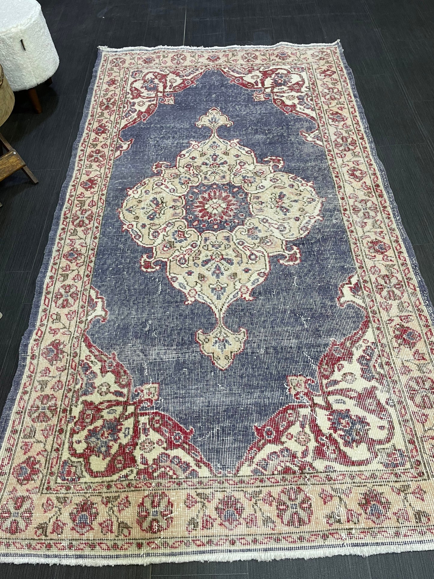 Persian Rug, Turkish Rug, Antique 4x7 Rug, Neutral Rug, Oushak Rug, Hand knotted Rug, Distressed Rug, Vintage Rug, Handmade Rug, woven rug.