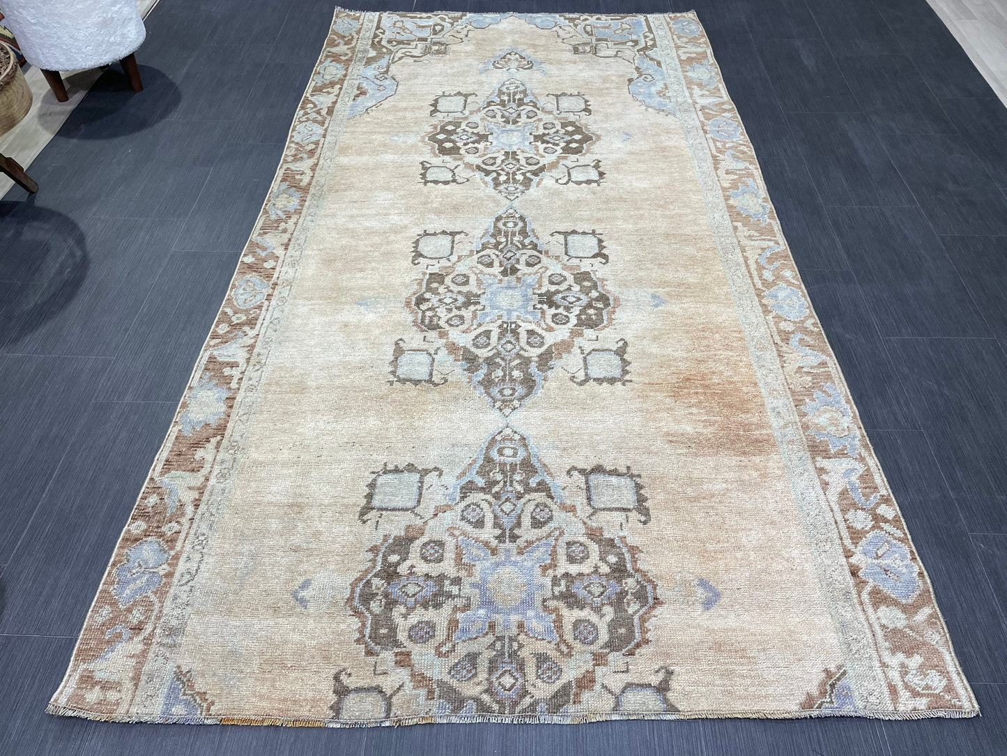 Turkish Rug, Muted Handknotted 4.5 x 8.3 Rug, Handmade Rug, Persian Rug, Vintage Wool Rug, Turkish Kitchen Rug