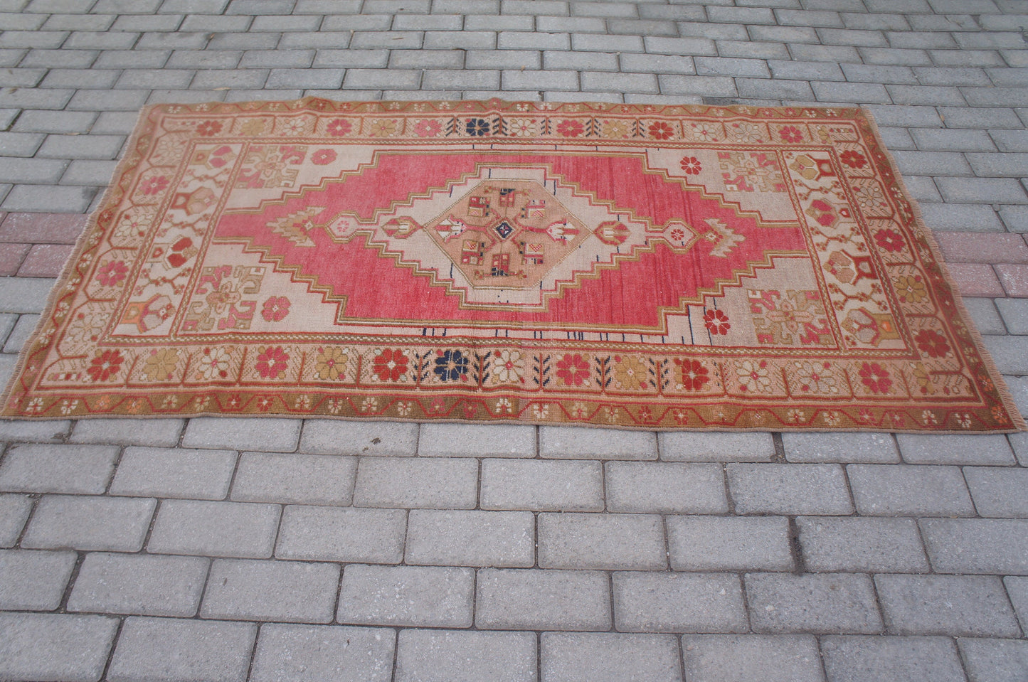 Vintage Turkish Rug, Turkish Rug, Oushak Rug, Bohemian rug, Hand Made Rug, Earth tones Rug, Wool rug, Kitchen Rug, Vintage Rug