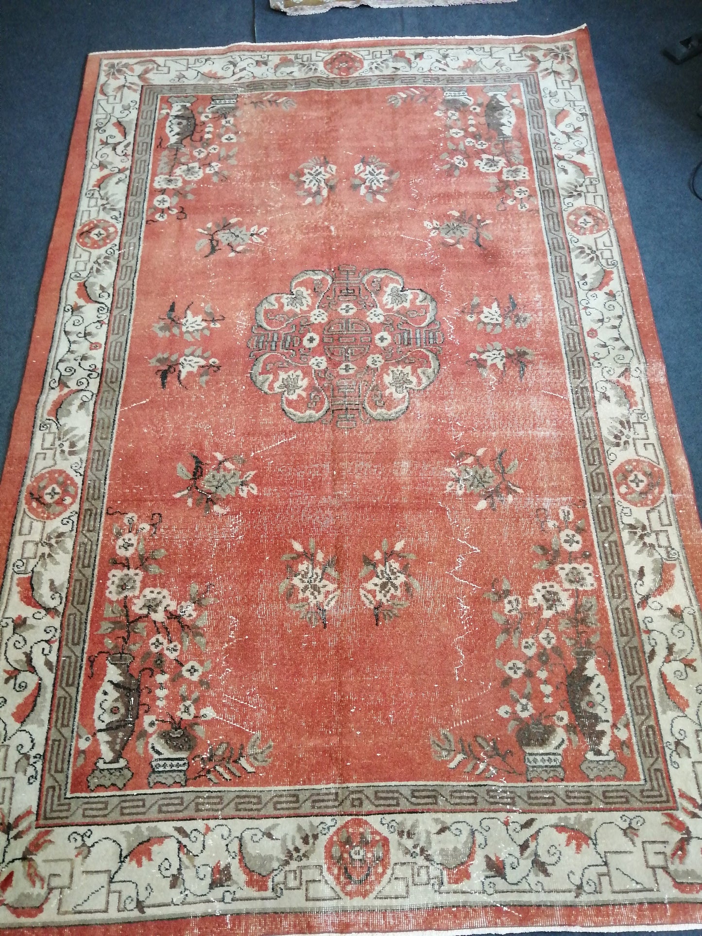 6.8 x 10.3 Vintage Rugs TURKISH HAND MADE Rugs Vintage Turkish Rugs Oushak Rug Turkish Oushak Rug, Vintage 7x10 Rug, Soft Wool Rug