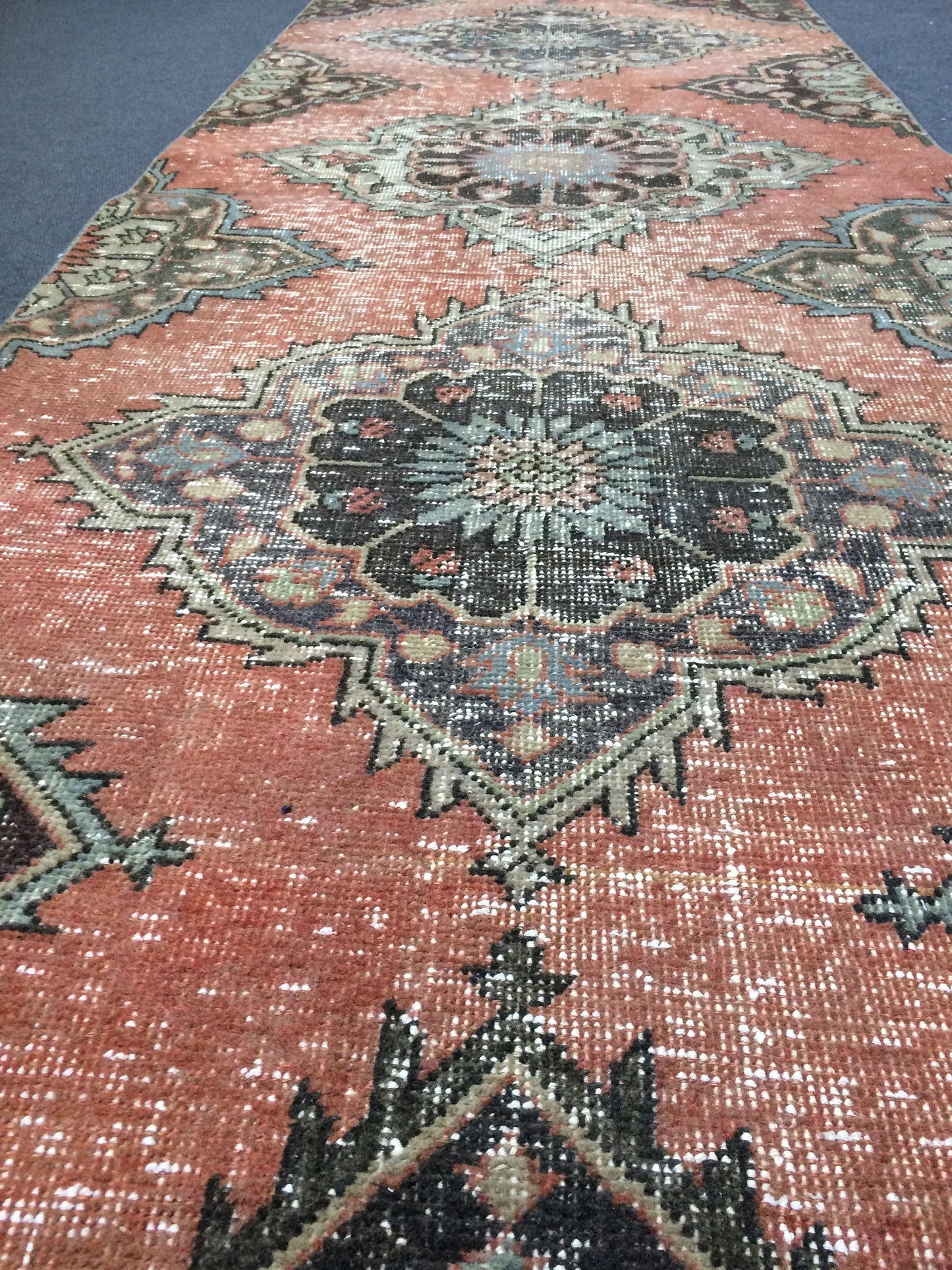 3x13 Turkish Runner Rug Oushak Runner Rug Vintage Runner Rug Hallway Runner Rug