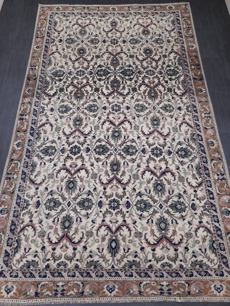 Vintage Oriental RUG 6.3 x 10.8 Oushak Rug Persian Rug Navy Vintage Rug Fine Oushak Rugs Antique Turkish Rug Muted Turkish Rug