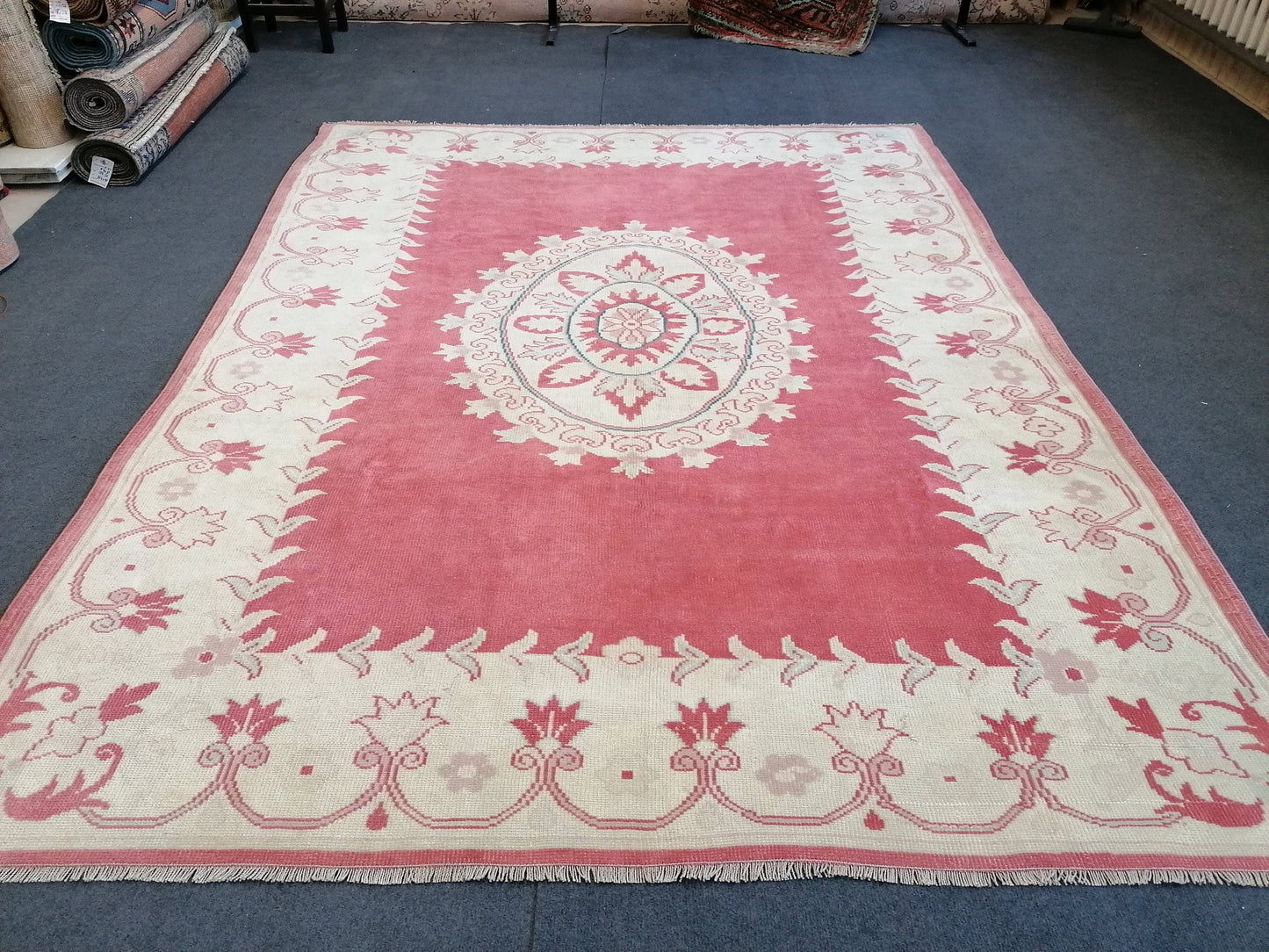 5.9 x 7.8 Oushak turkish rug, large vintage rug - handmade wool rug, living room rug, bohemian rug,