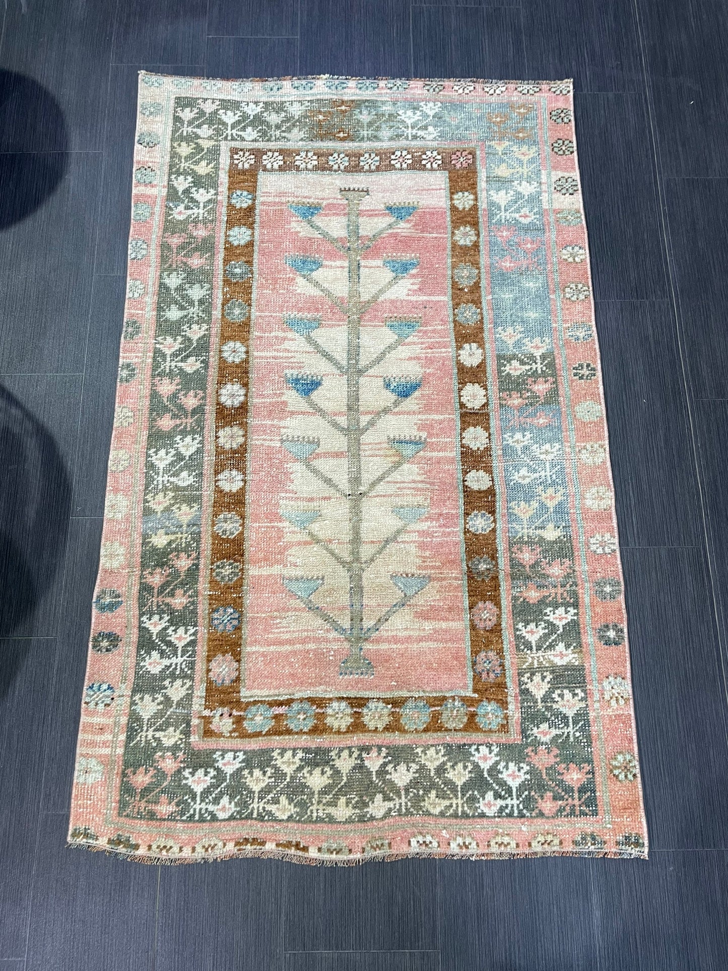 TURKISH Rug, Vintage 3x5 Wool Rug, Oushak Rug, Hand Knotted Rug, Anatolian Rug, Persian 100% Wool Rug, Handmade Rug
