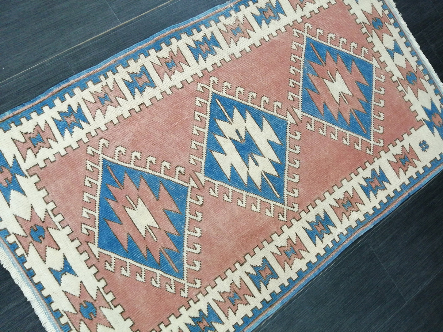 4.8 X 3 Vintage Oushak Runner Rug Vintage Runner Rug Wool Oushak Rug 5X3 Hand Made Rugs Vintage Turkish Rug