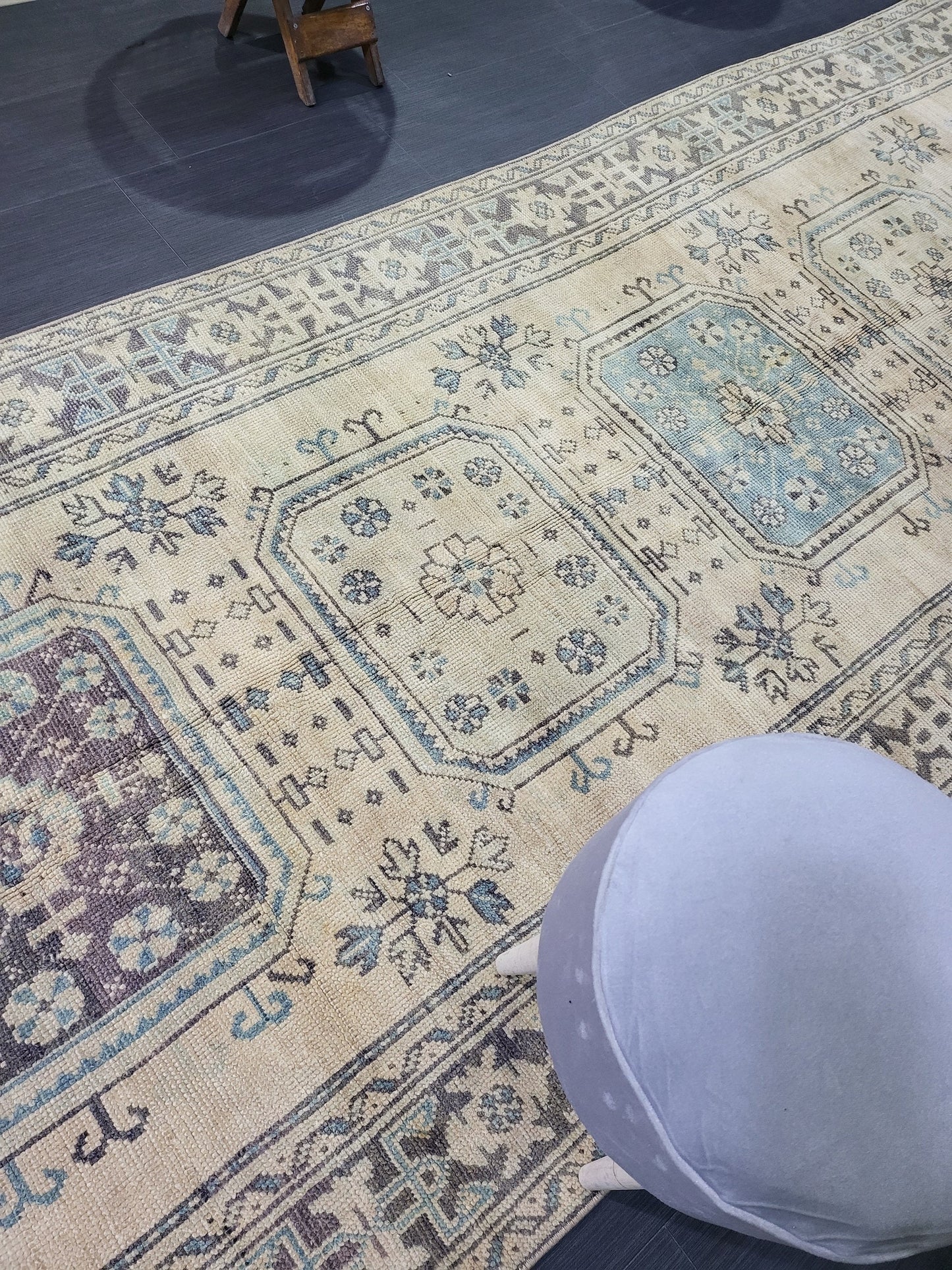 Muted Oushak Runner Rug, Turkish Runner 4.6 x 12 Rug, Vintage Runner Rug, Muted Hallway Runner Rug, Kitchen Runner Rug, Wool Handknotted Rug