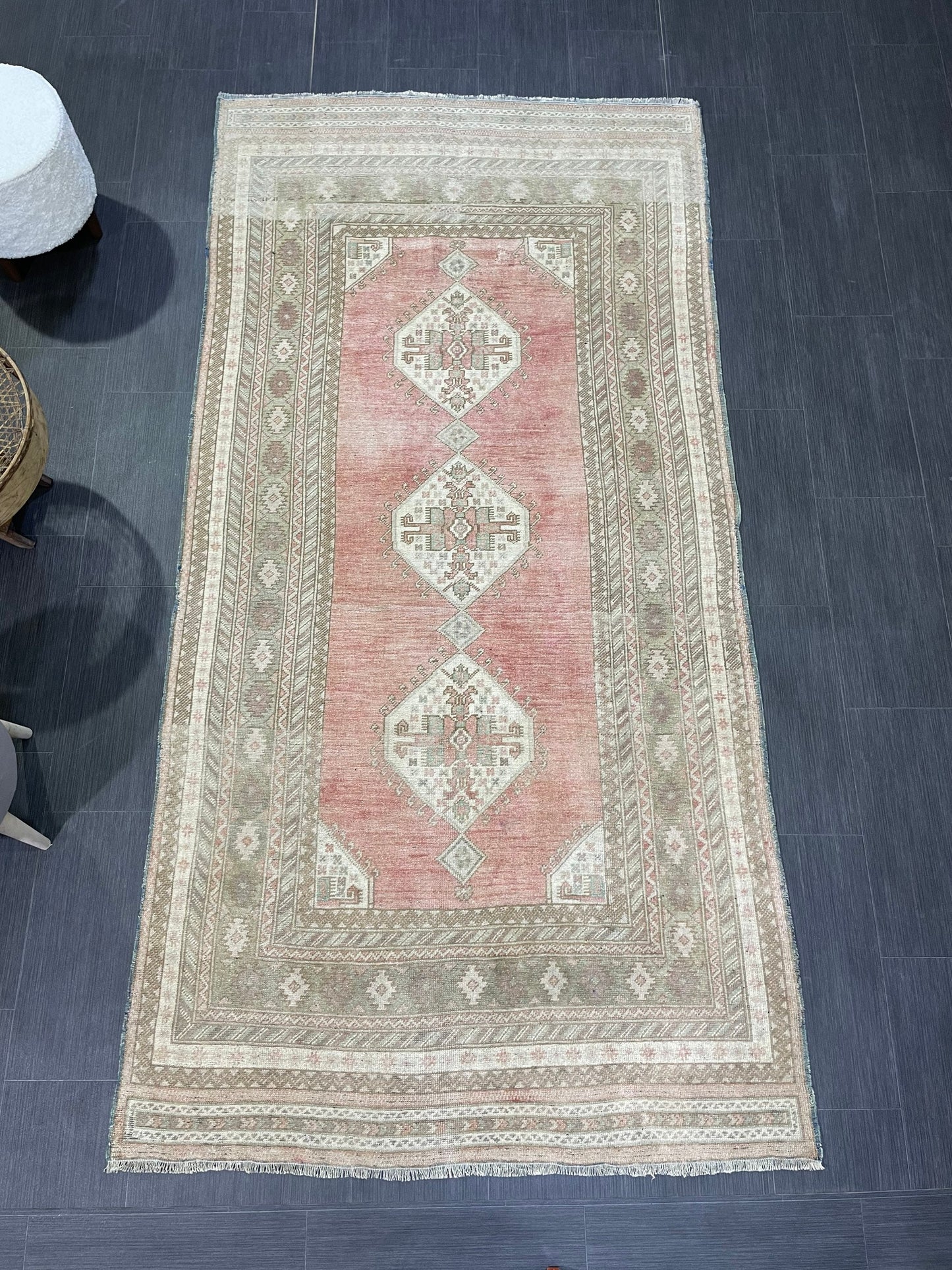Vintage RUG, TURKISH 4.2 x 8.5 Rug, Vintage Handmade Rug, Wool Hand Knotted Rug, Hand Made Rug Quality Turkish Rug