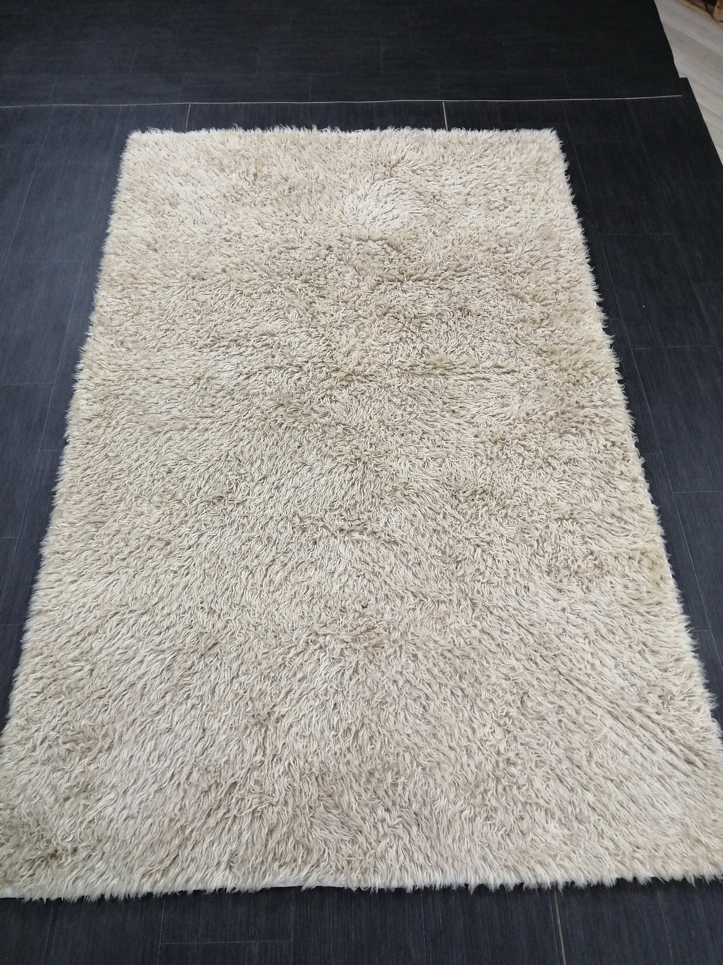5x8 Rug Vintage Shaggy Rug Neutral Wool Rug solid No Dye Shaggy Rug Plain Hand Made Rug , Neutral Rug Hand Knotted Rug