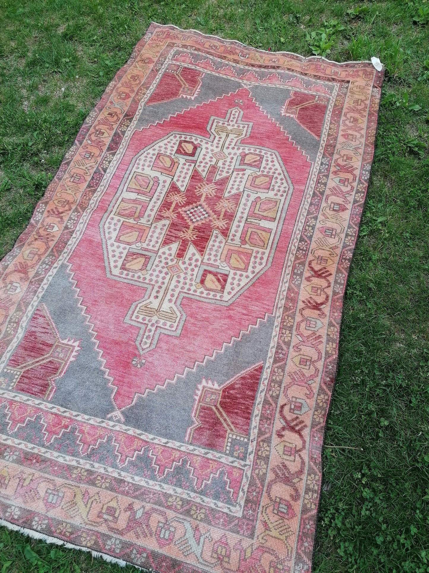 Vintage rug 4x7'5 oushak rug, kitchen rug, bohemian rug ,floor rug, handmade wool rug