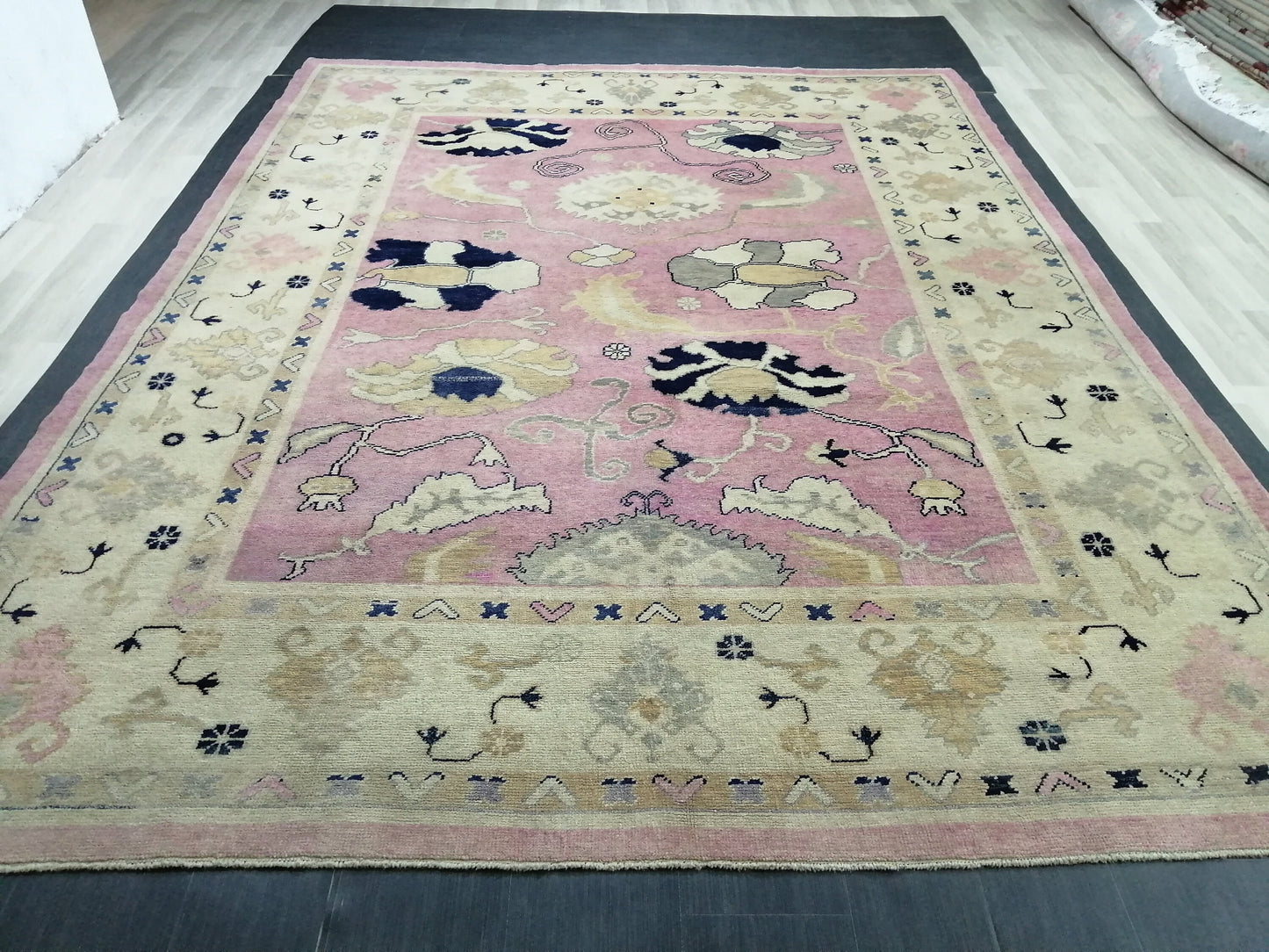 9x11.8 OUSHAK RUG, TURKISH Oushak Rug, Vintage Oushak Rug, Rug, Wool Vintage Rug Hand Made Rugs, Made In Turkey Oushak Rug, 9x12 high Pile