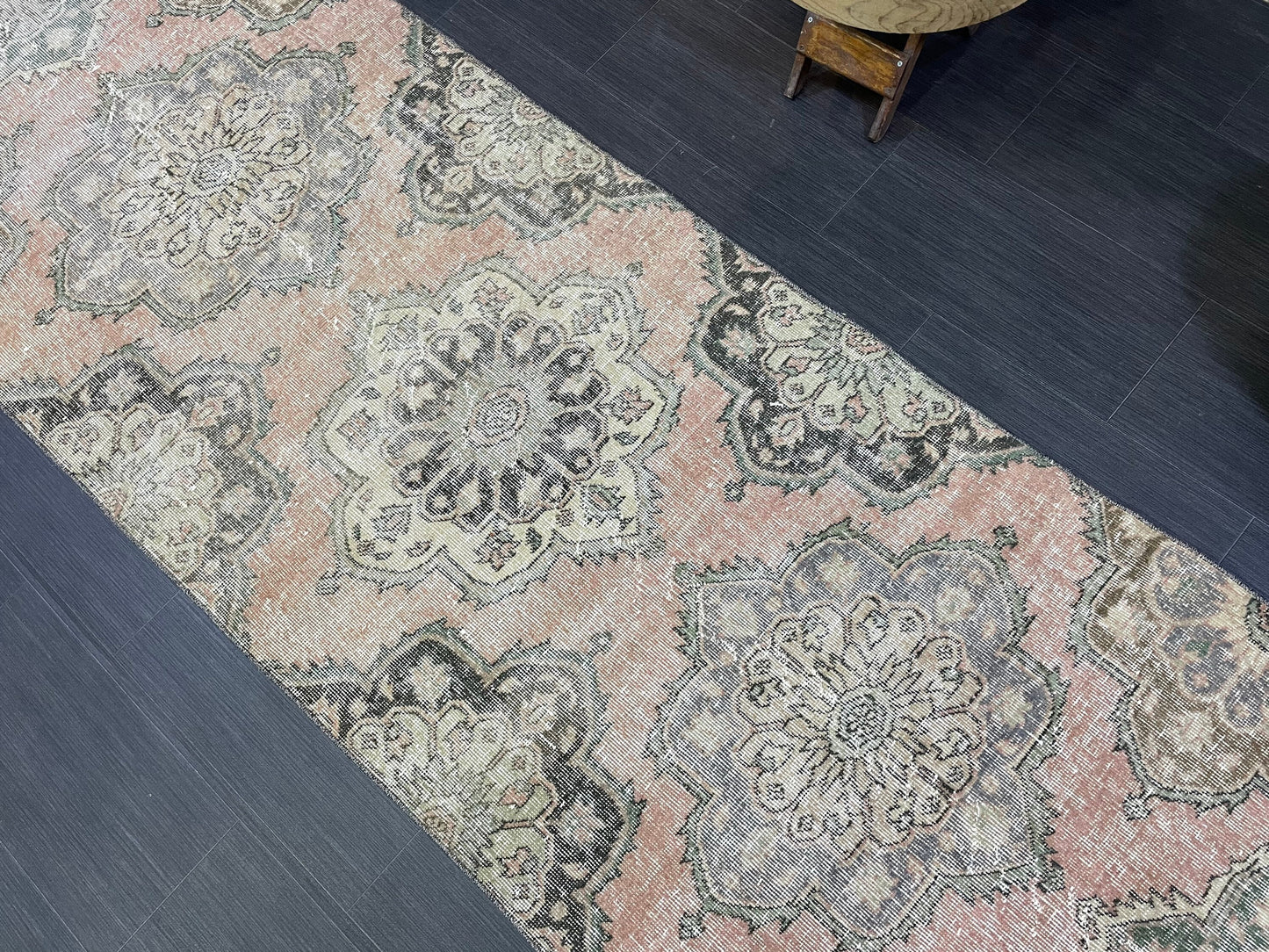 Hand Knotted Runner Rug, Antique Runner Rug, TURKISH Runner 3 x 12.7, Vintage Runner Rug, Distressed Runner Rug Kitchen Runner