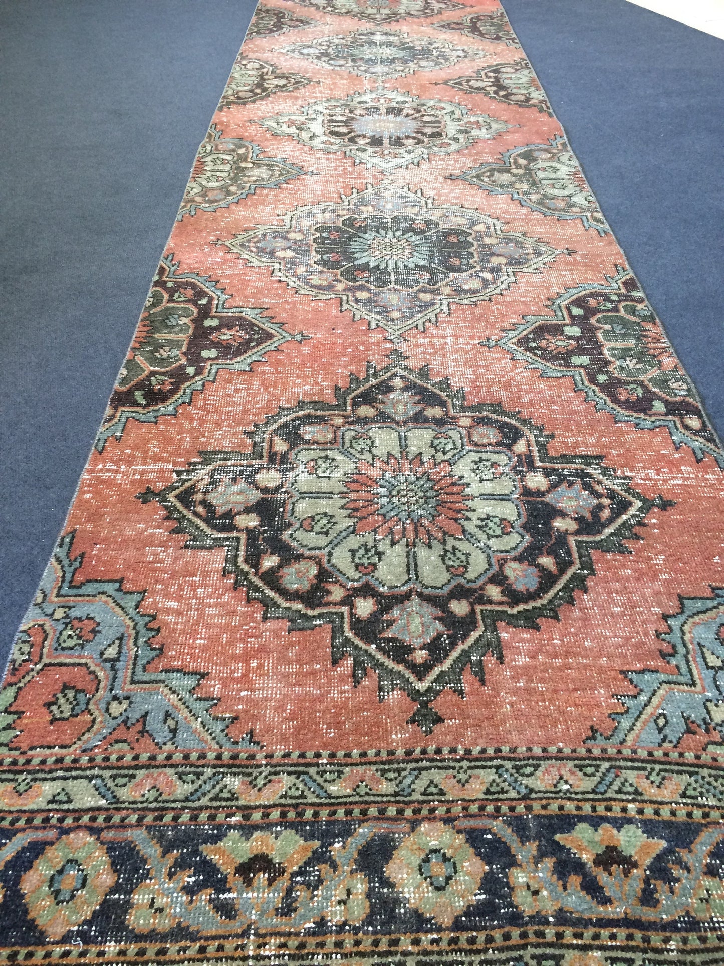 3x13 Turkish Runner Rug Oushak Runner Rug Vintage Runner Rug Hallway Runner Rug