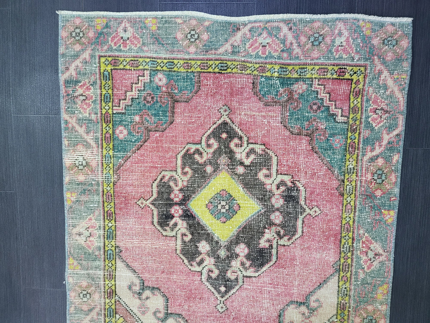 Vintage Rug, TURKISH 3 x 6.2 HANDMADE Rug, Vintage Turkish Rug, Oushak Rug, Turkish Oushak Rug, Vintage Handknotted Rug, Wool Rug