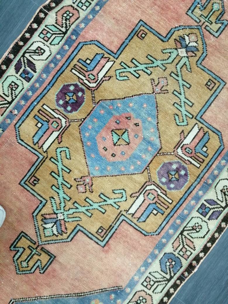 OUSHAK RUG 7.4 x 3.8 TURKISH Oushak Rug Vintage Oushak Runner Rug Vintage Runner Rug Wool Oushak Rug Hand Made Rugs Vintage Turkish Rug