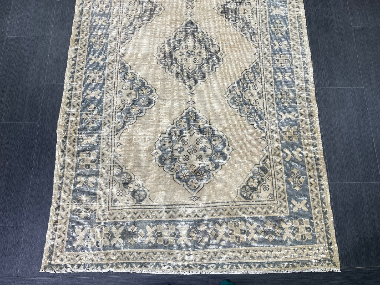 Vintage Hand Knotted Rug Vintage 4.2 x 11 Runner Muted Runner Rug Turkish Runner Rug Vintage Runner Rug Star Kitchen Runner Most See Rug