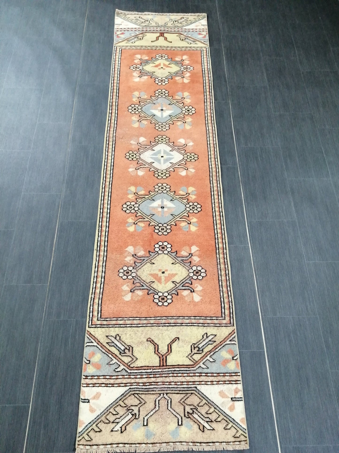 8.8 x 2 Vintage Runner Rug Hallway Runner Rug Kitchen Runner Rug Wool Runner Rug Wool Oushak Runner
