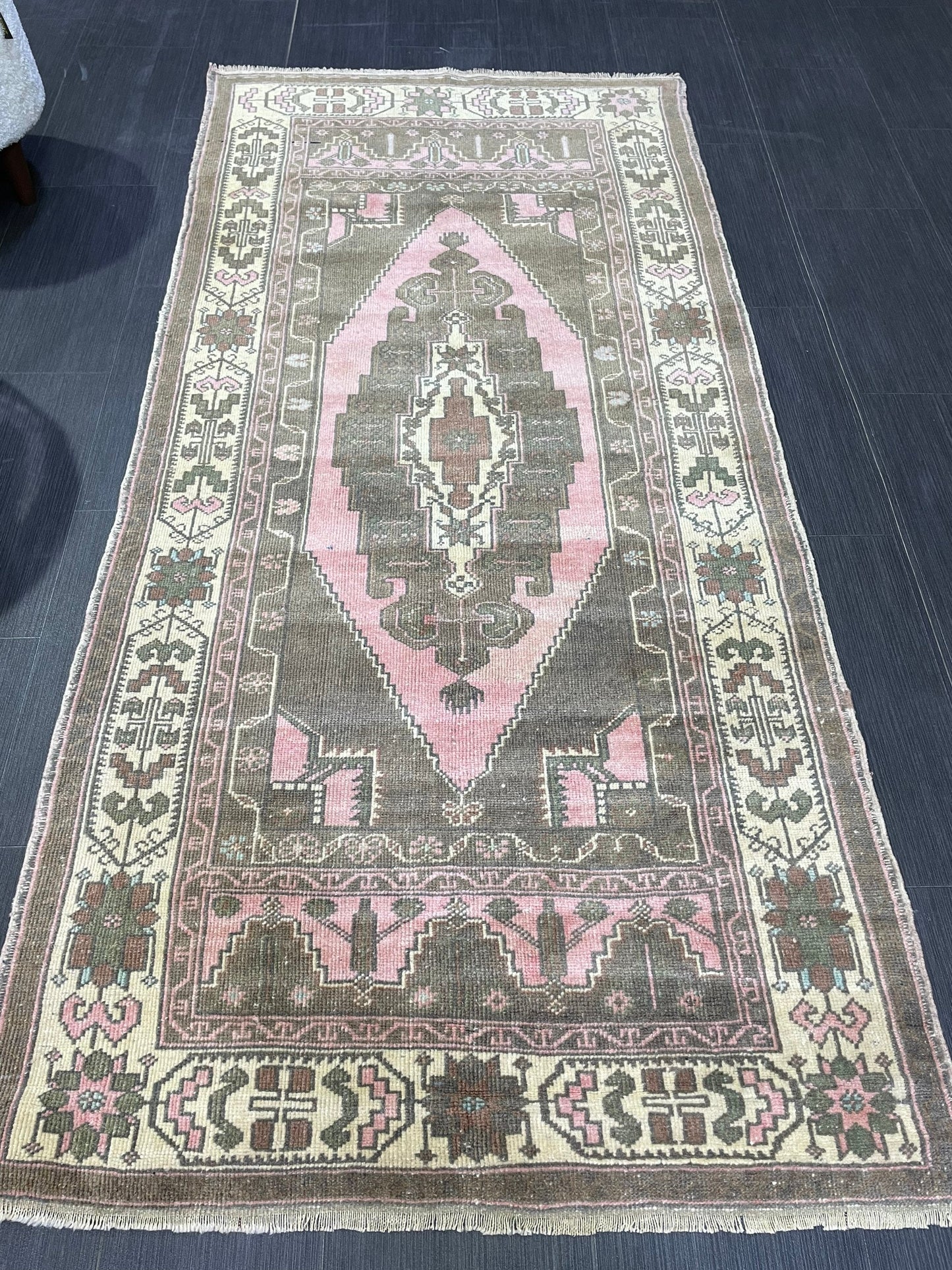 Anatolian Vintage Rug, TURKISH Rug, Vintage 3.2 x 6.9 Wool Rug, Oushak Rug, Hand Knotted Rug, 100% Wool Rug, Handmade Rug