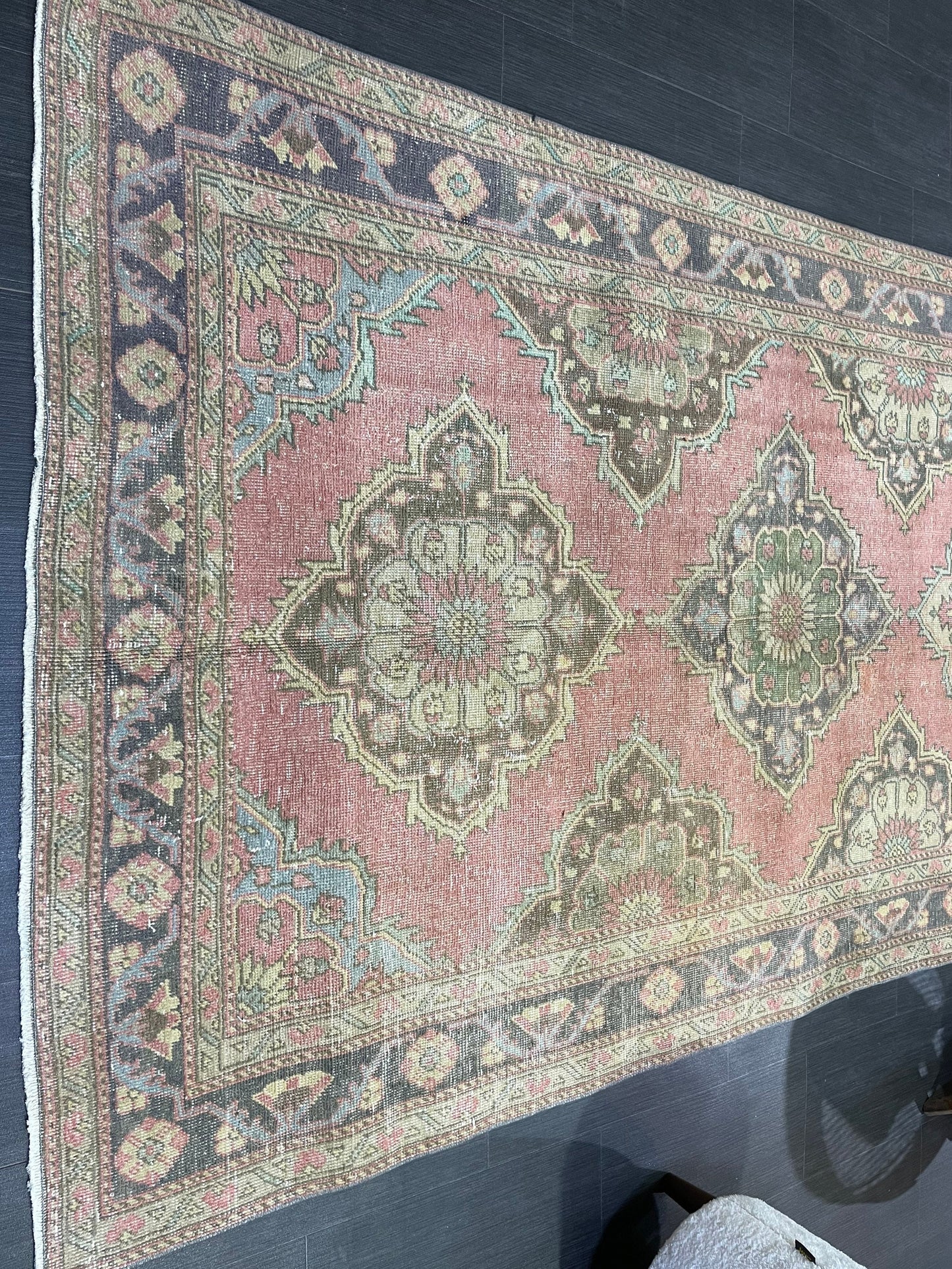 Vintage Runner rug, Persian 5 x 12.6 Runner RUG, TURKISH Runner, Pink Runner Rug, Turkish Oushak Rug, Wool Runner Rugs, Handmade Runner